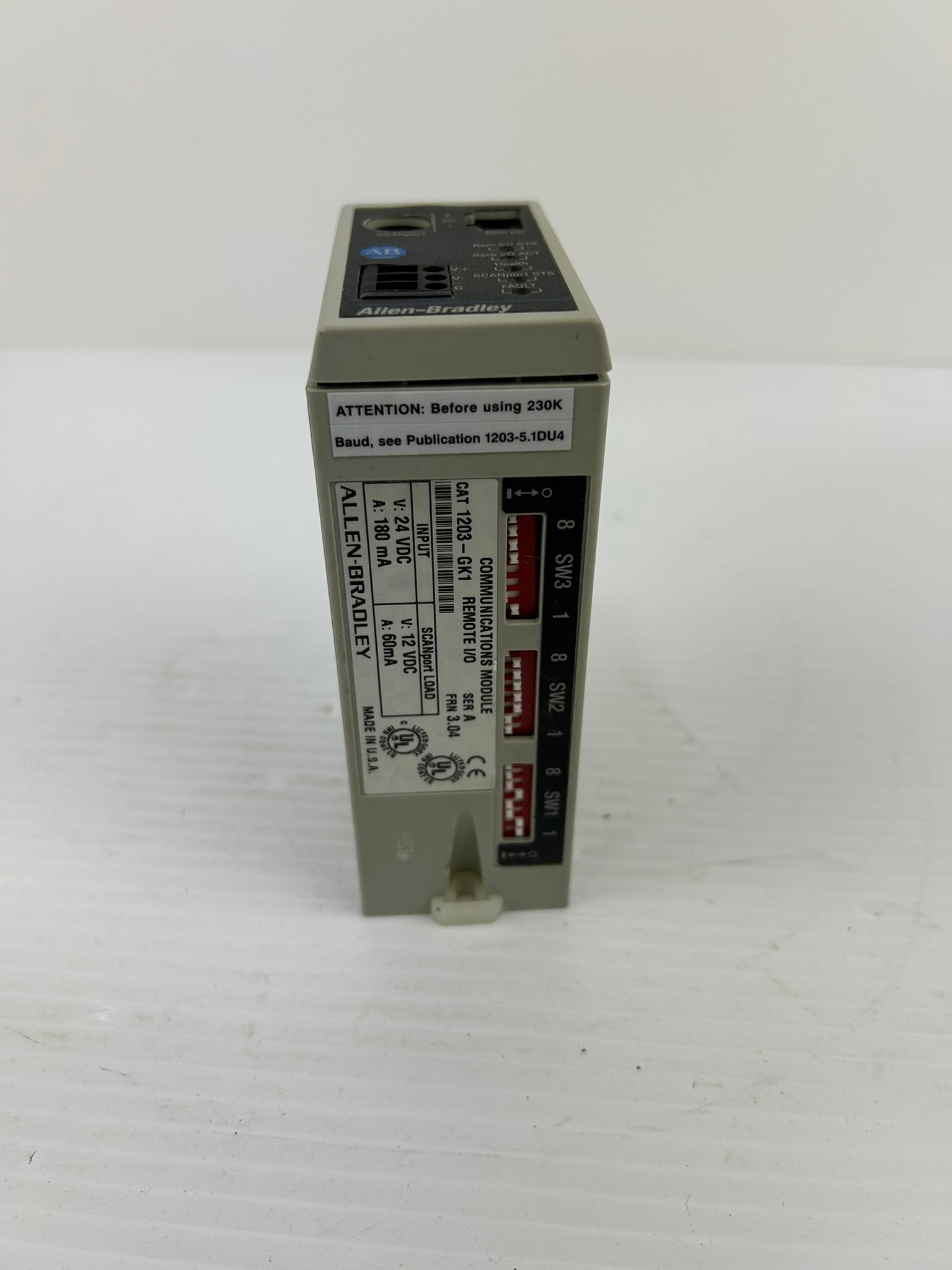 Allen-Bradley 1203-GK1 Communication Module Remote I/O Series A FRN 3.04 24VDC