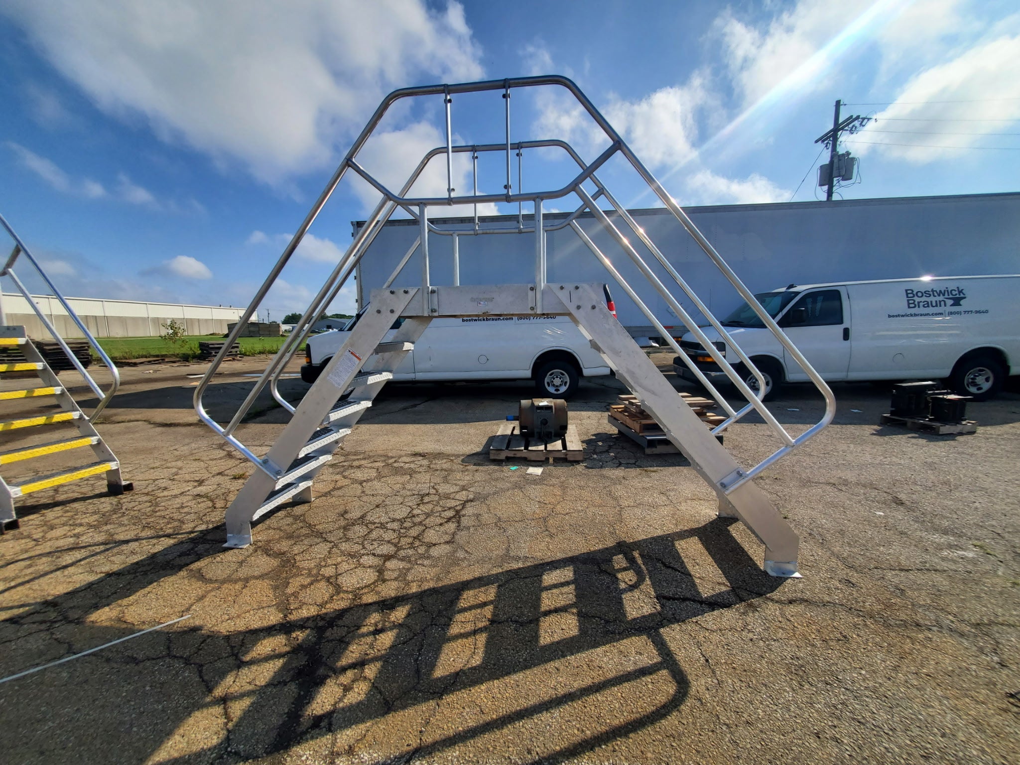Cotterman Aluminum Crossover Bridge Ladder Platform Stairs & Handrails 10' 9" L