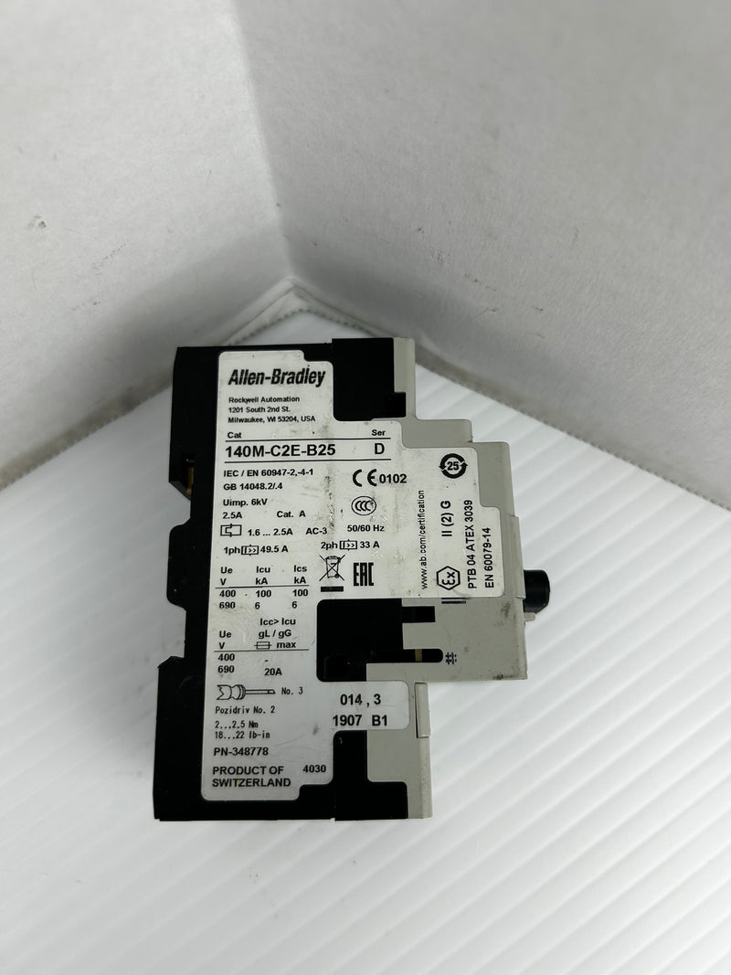 Allen-Bradley 140M-C2E-B25 Motor Protector Circuit Breaker Ser. D 690V 20A 2PH