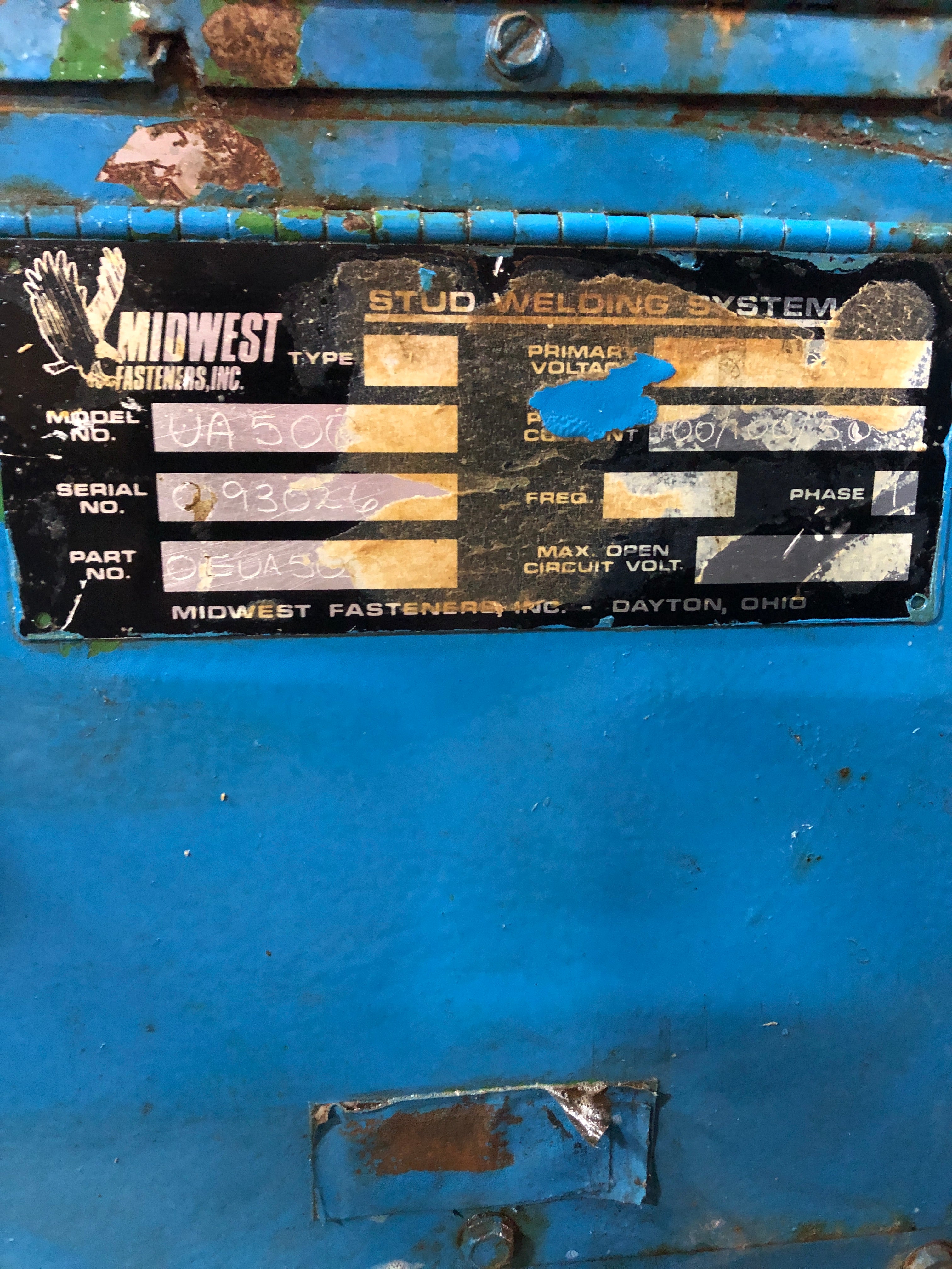 Midwest Fasteners UA500 Stud Welding System 1PH
