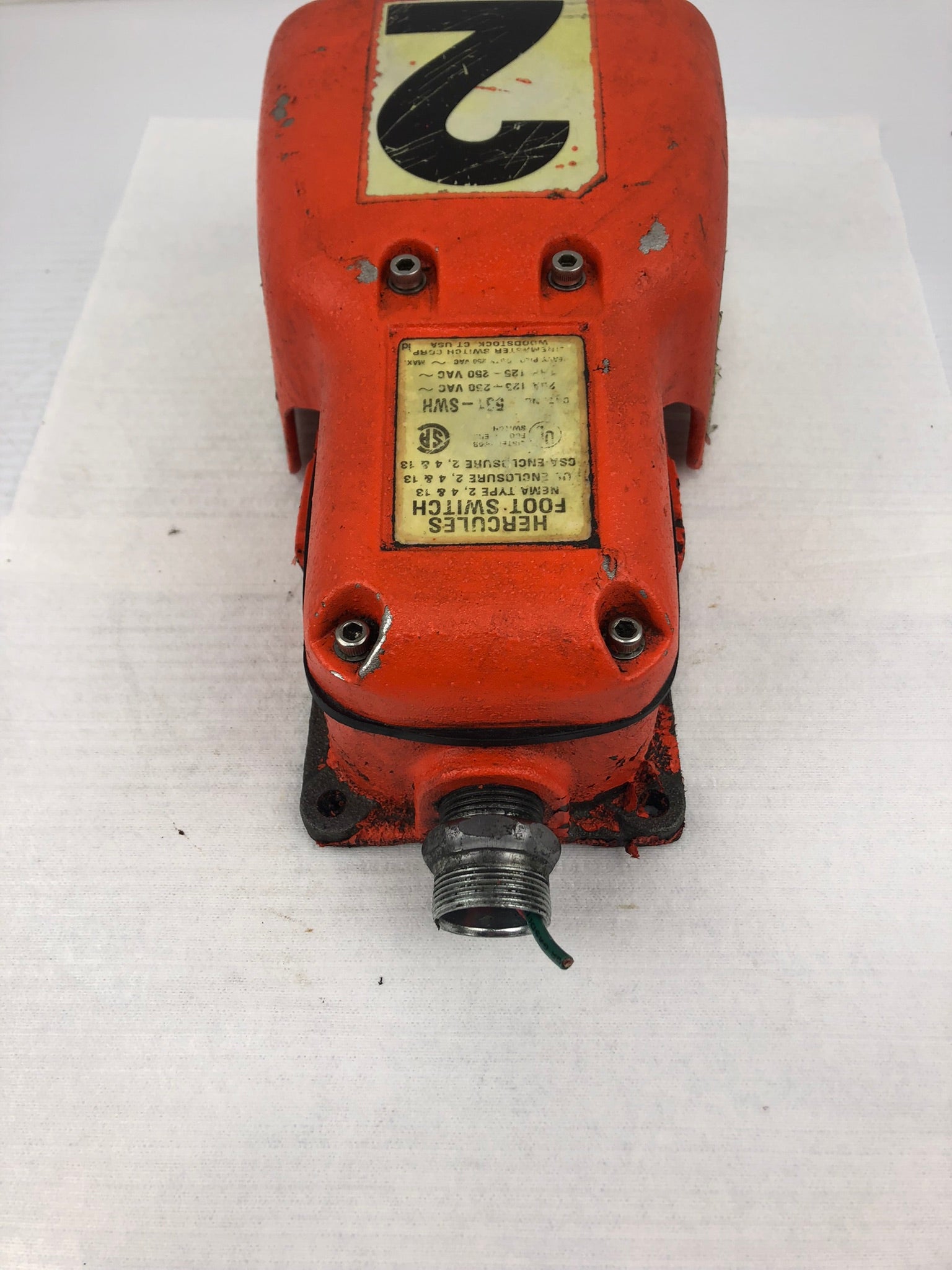 Hercules 531-SWH Foot Switch 25A 1 HP 250VAC NEMA Enclosure 2, 4, 13