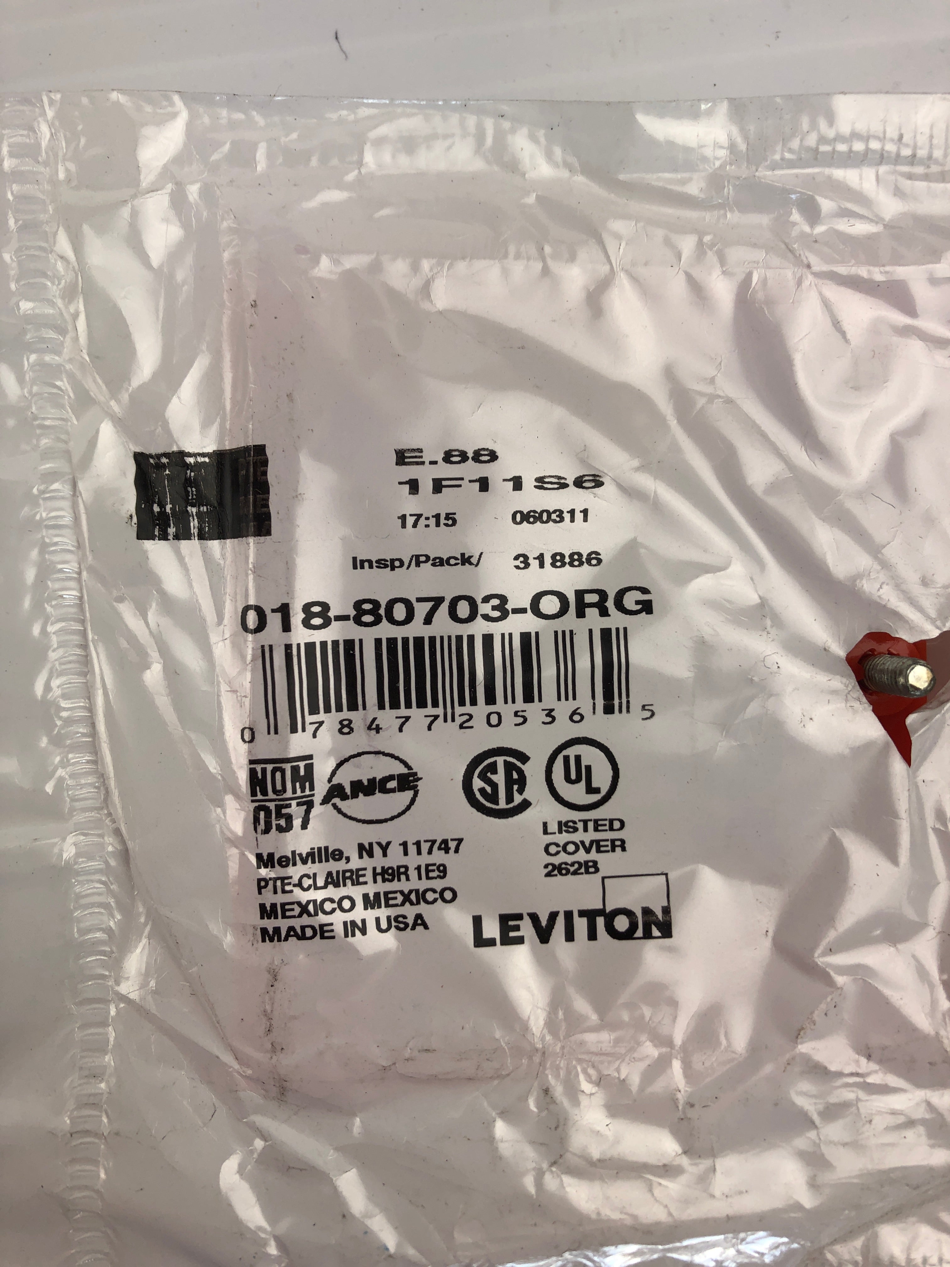 Leviton 018-80703-ORG Orange Plug Receptacle Wall Plate - Lot of 10
