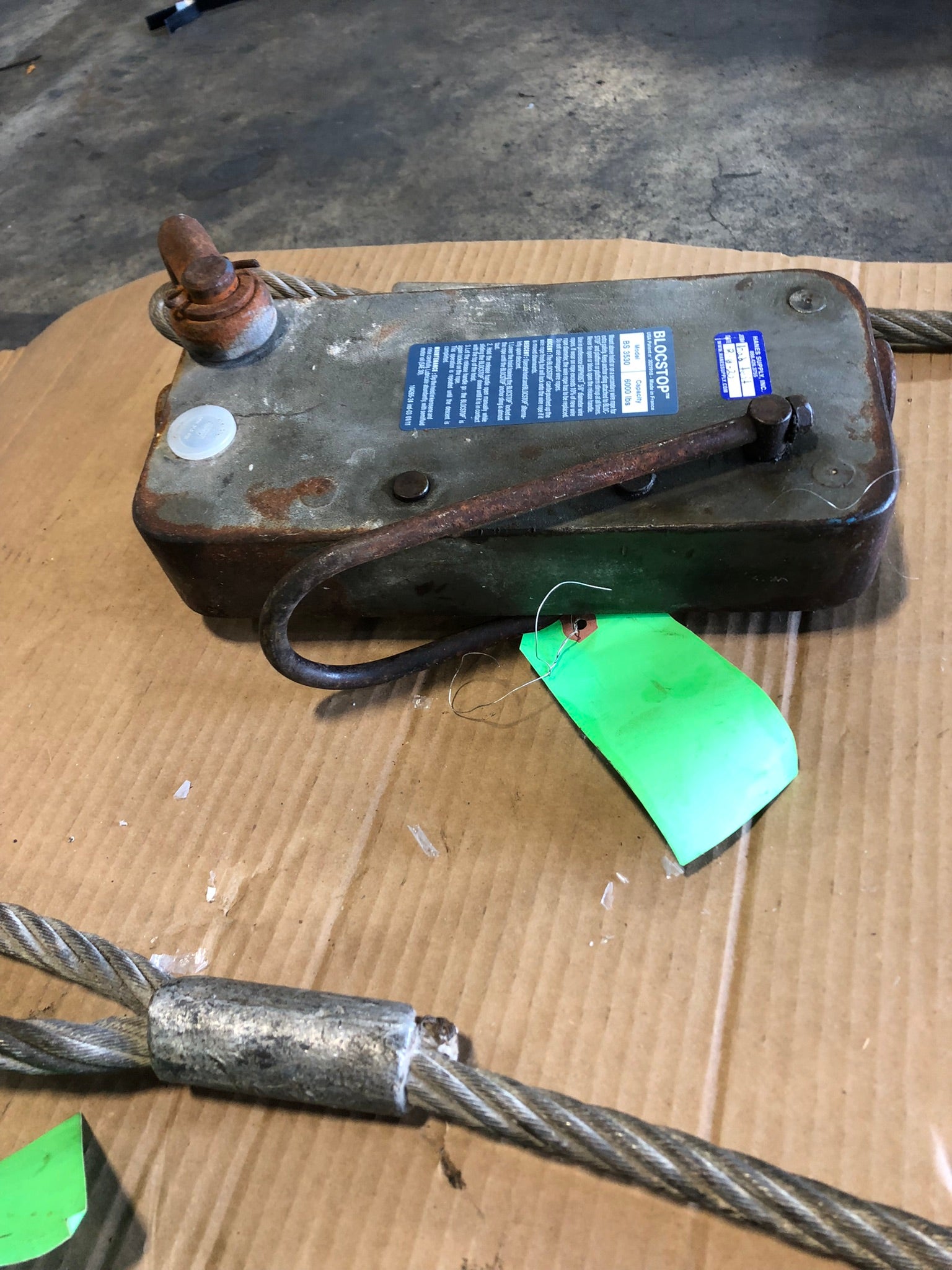 Blocstop BS3530 Wire Rope Safety Device 6000 lbs. Lift Pull