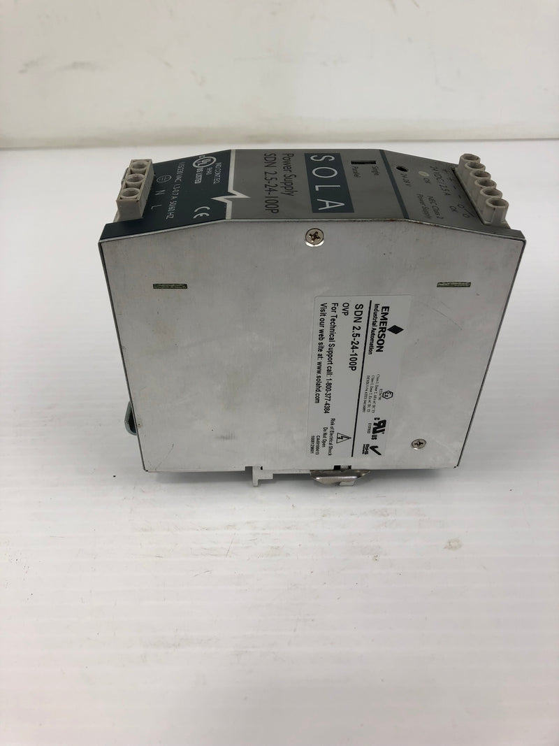 Emerson SOLA SDN-2.5-24-100P Power Supply 115/230VAC 50/60 Hz 2.4A