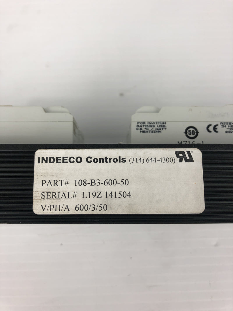 Indeeco Controls 108-B3-600-50 Power Controller 600V 3PH 50A