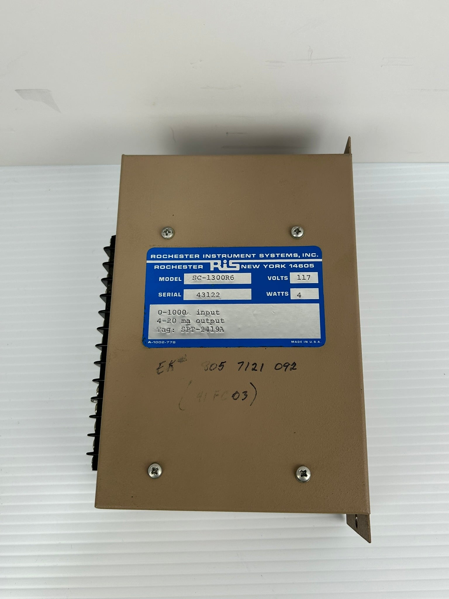 RIS SC-1300R6 Transmitter 117V 4W 0-1000Ω 4-20mA
