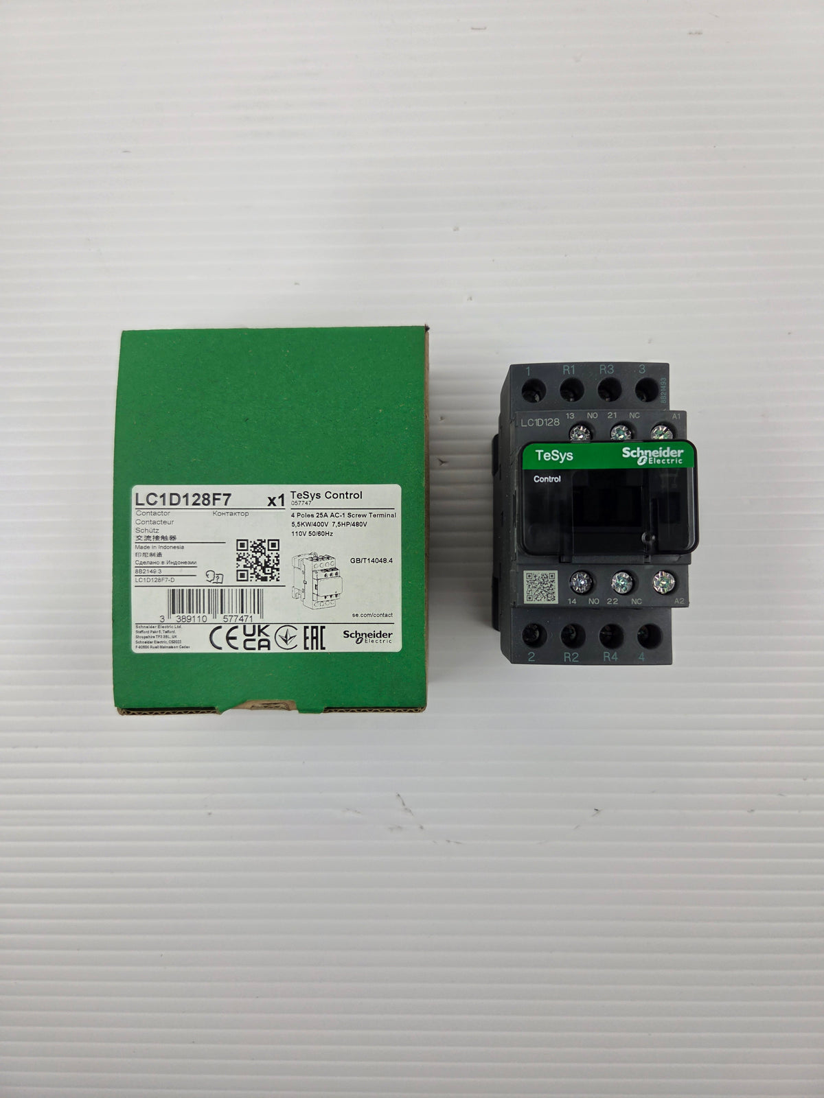 Schneider LC1D128F7 TeSys D Control Contactors 25A 4P 110VAC 2NO 2NC - Lot of 2