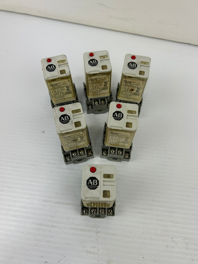 Allen Bradley 700-HA33A1-1-4 Relay Series A with Idec SR3P-05 Base - Lot of 6