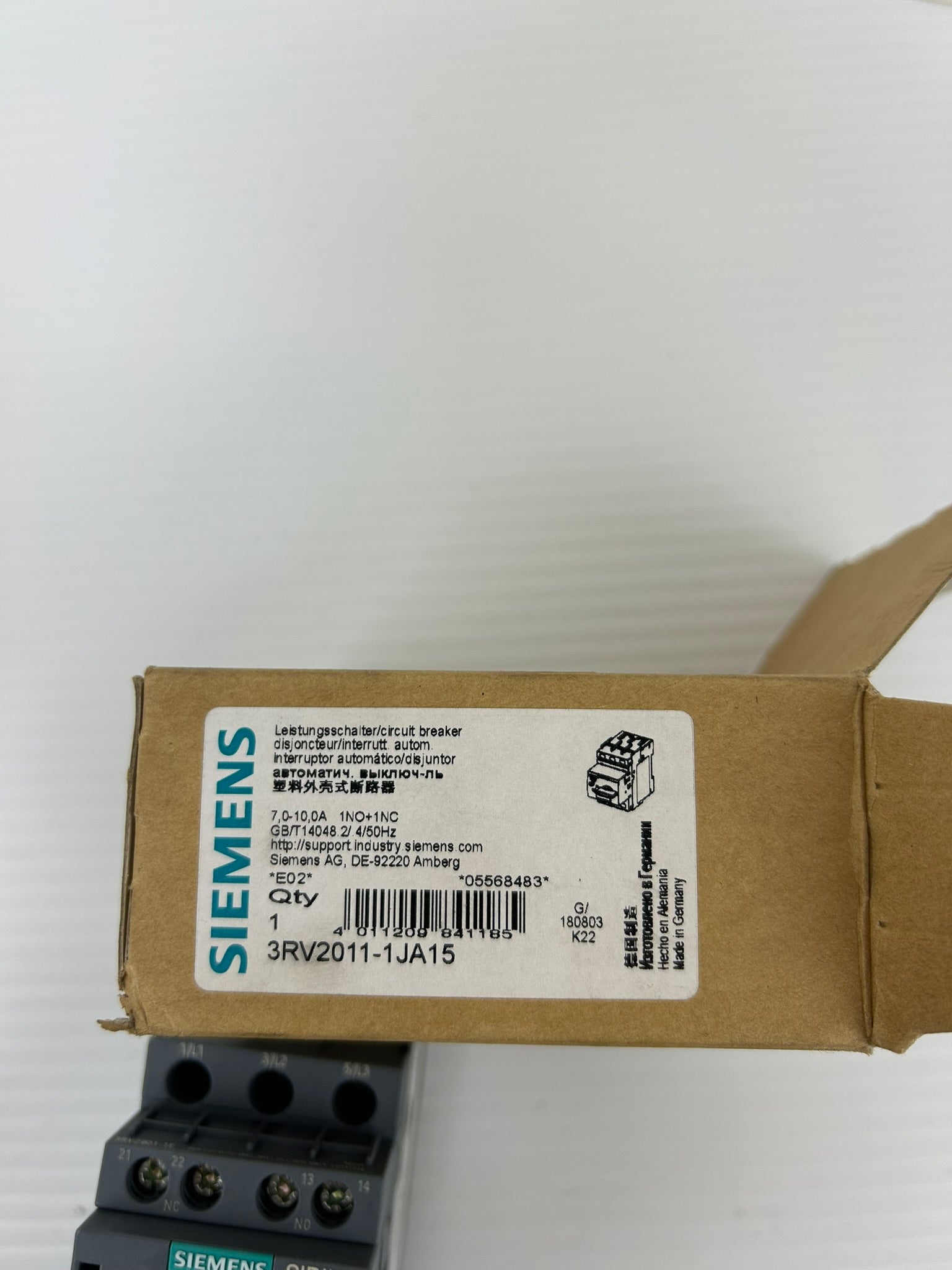 Siemens 3RV2011-1JA15 SIRIUS Manual Motor Starter Protector Circuit Breaker