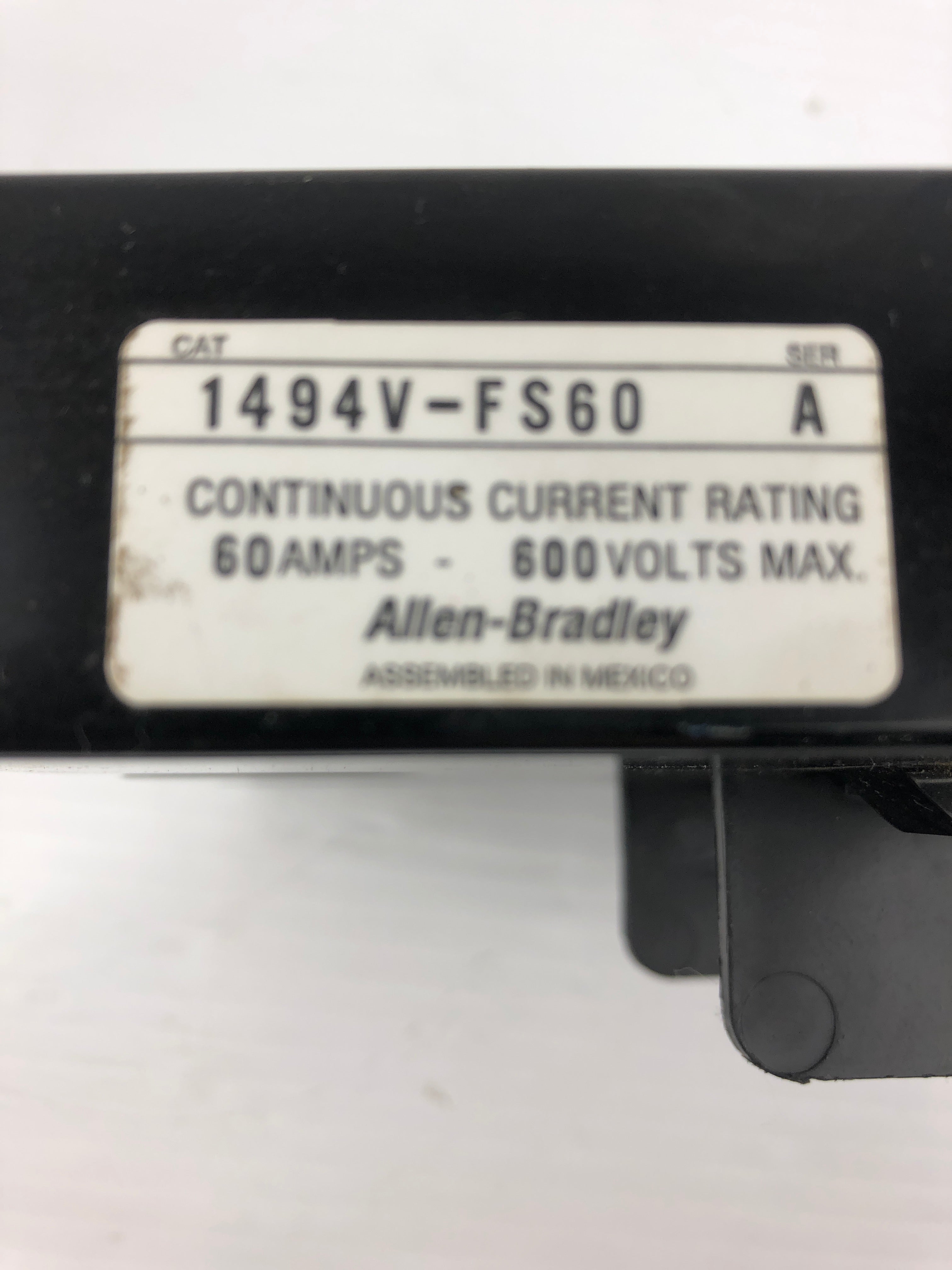 Allen-Bradley 1494V-FS60 Disconnect Switch Ser A Continuous Current Rating 60A