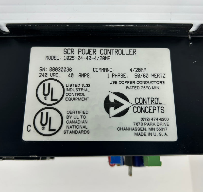 Control Concepts 1025-24-40-4/20MA SCR Power Controller 240VAC 40A 1Ph 50/60Hz