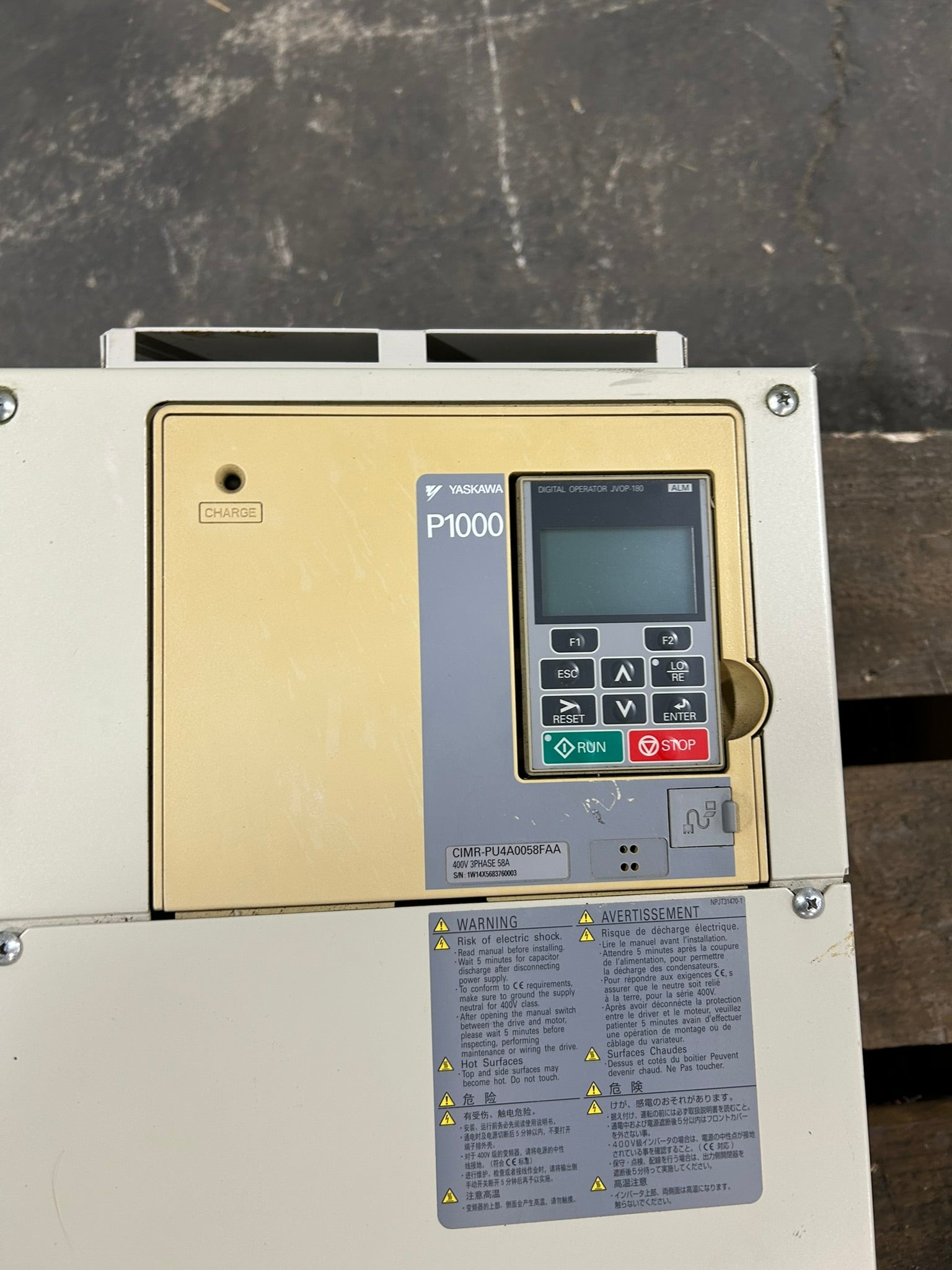 Yaskawa CIMP-PU4A0058FAA AC Drive Rev A