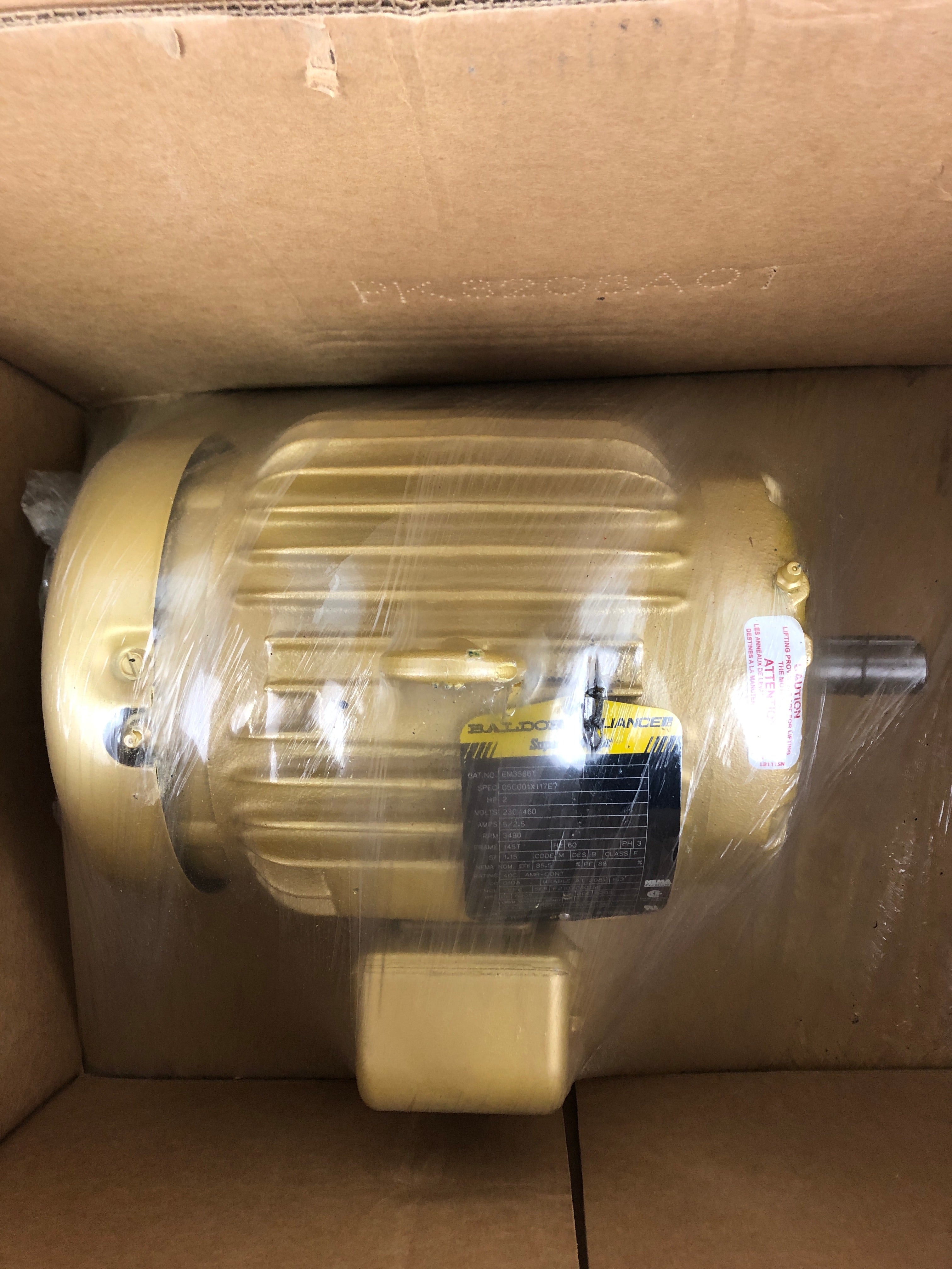 Baldor Reliance EM3586T Super E Motor 2HP 3490 RPM 3PH 145T