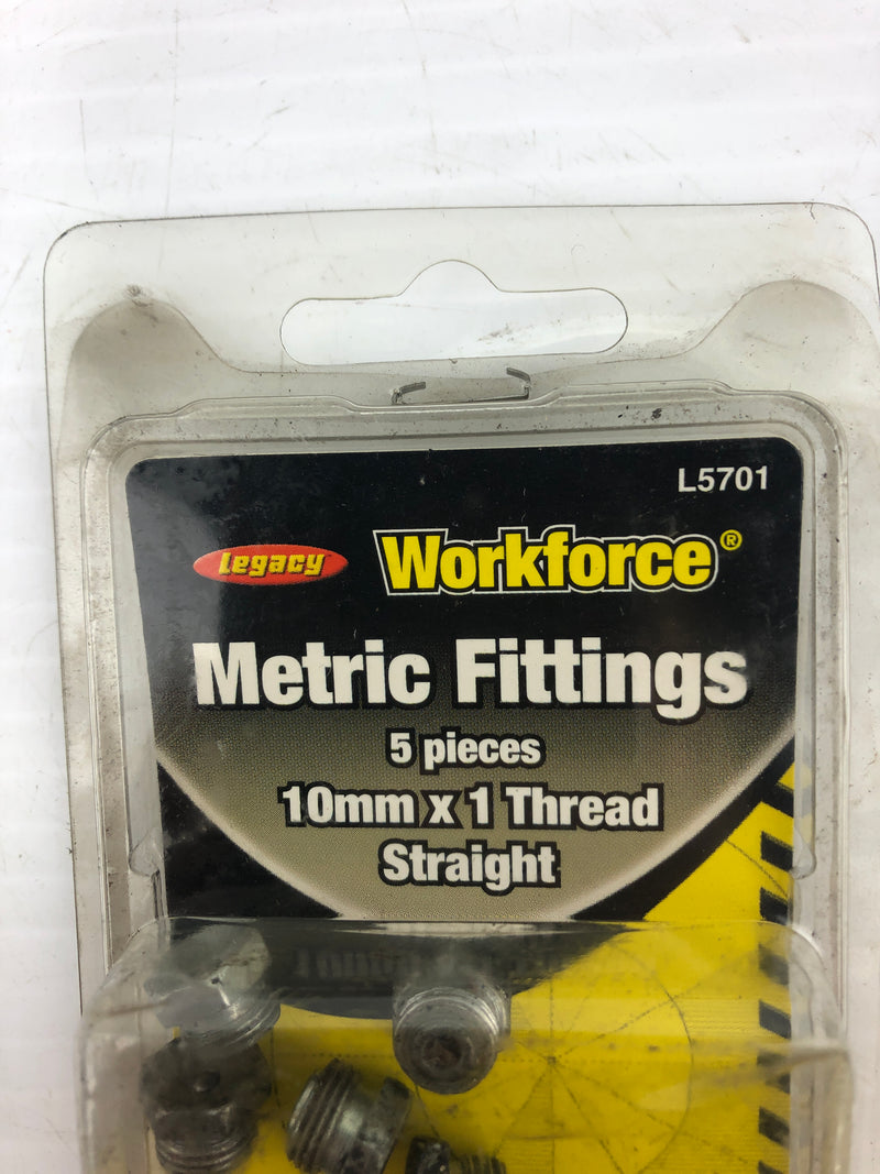 Legacy Workforce L5701 Metric Fittings 10mm x 1 Thread Straight - Package of 5