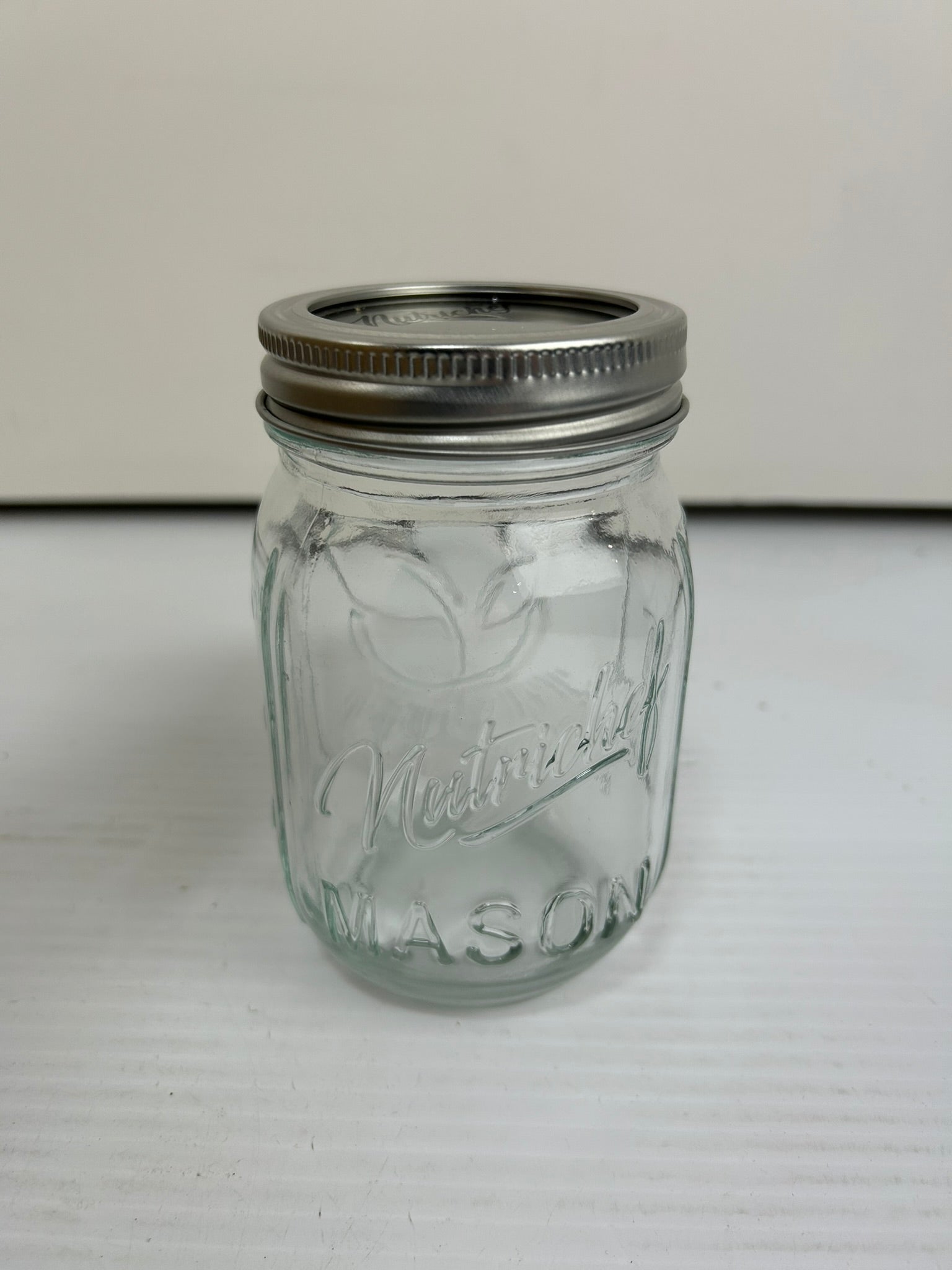 NutriChef NCMSJ16 Glass Mason Jars 12 oz - Box of 13 Jars