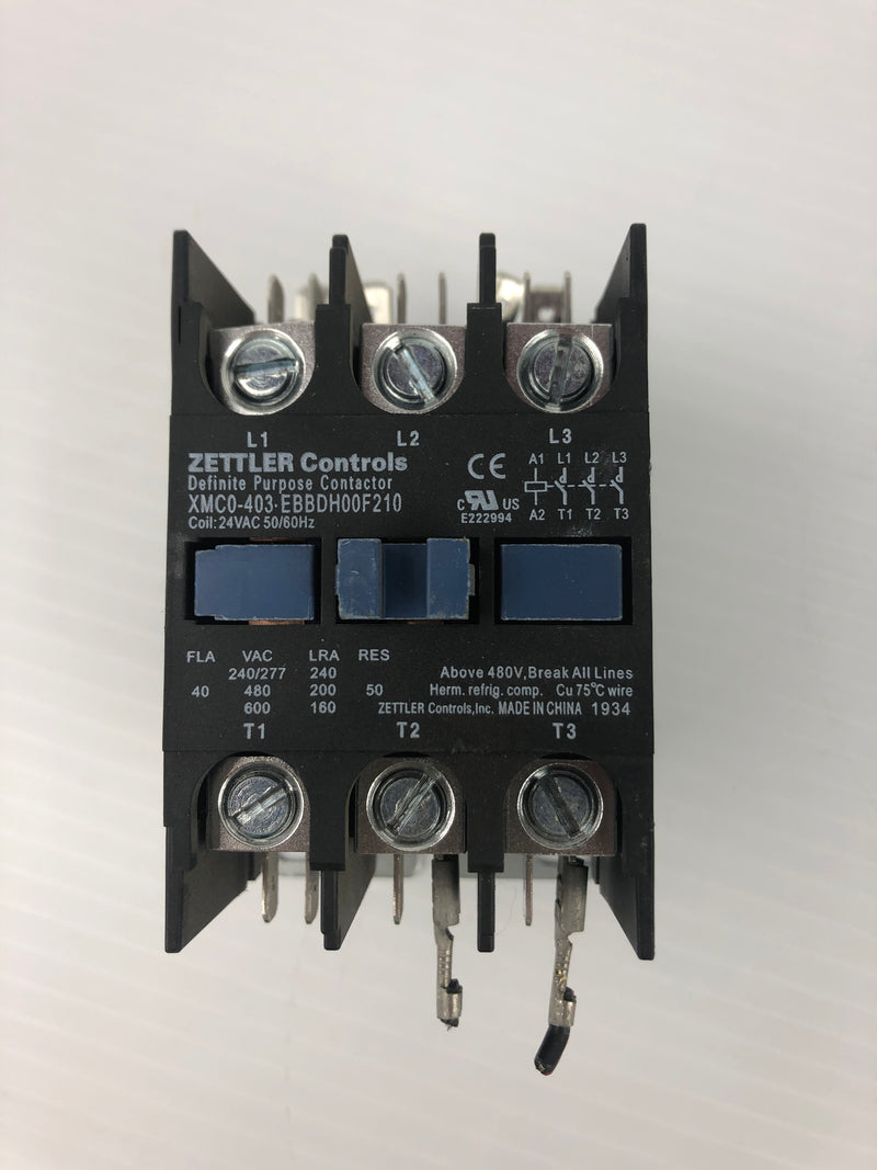 Zettler Controls XMCO-403-EBBDHOOF210 Contactor 24VAC 50/60Hz 3P