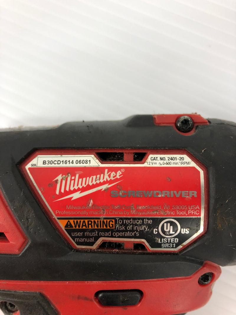 Milwaukee 2401-20 Screw Driver 12V With 48-59-2401 Battery Charger M12 12V 3.0A