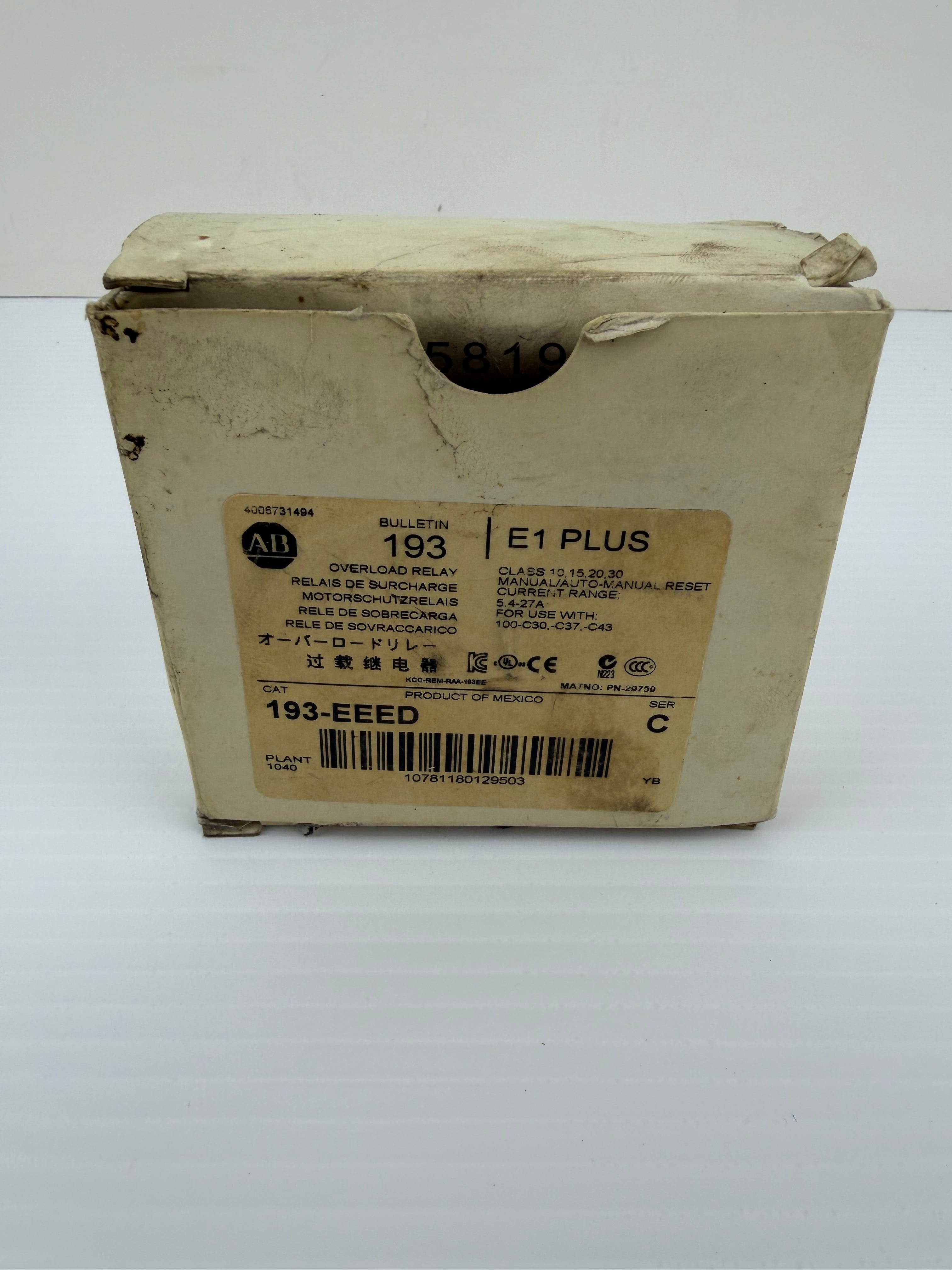 Allen Bradley 193-EEED Overload Relay Series C 5.4-27 Amps