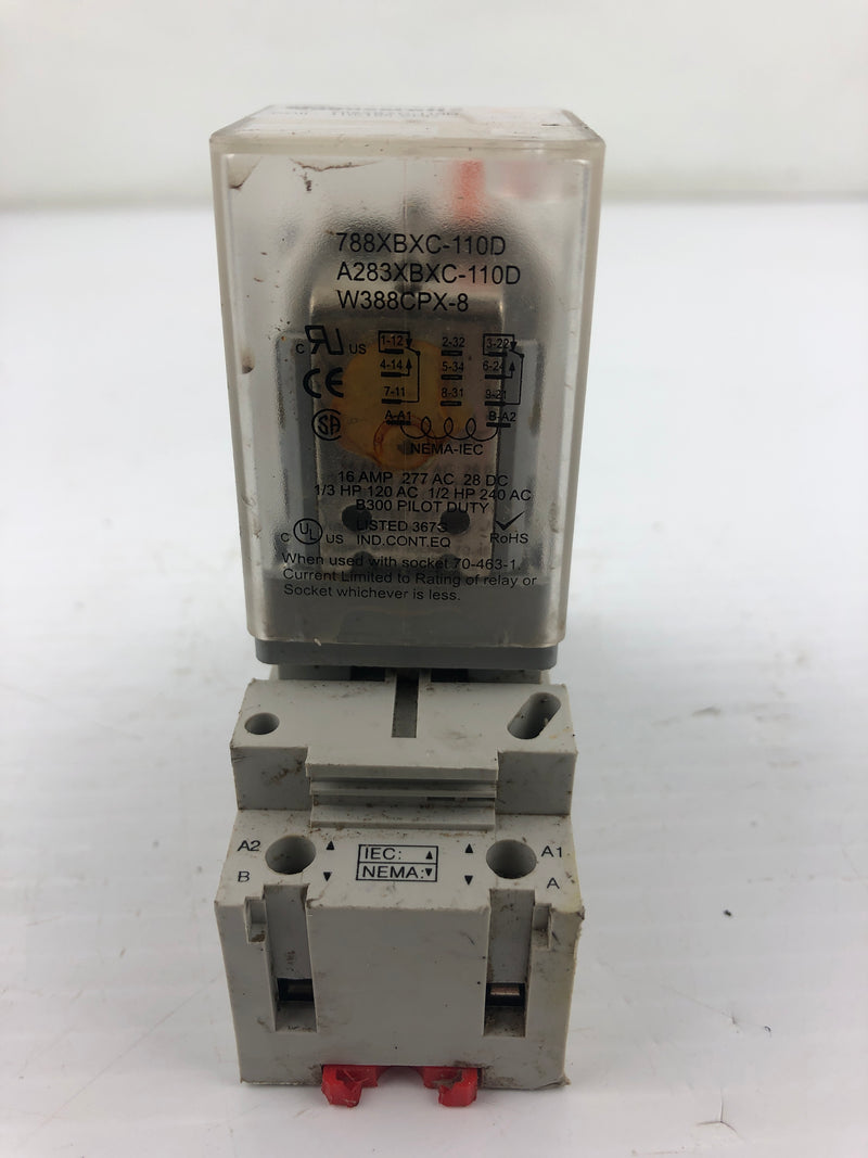 Magnecraft 788XBXC-110D Relay 16A 1/3HP With Base 70-788EL-11-1 25A 300V