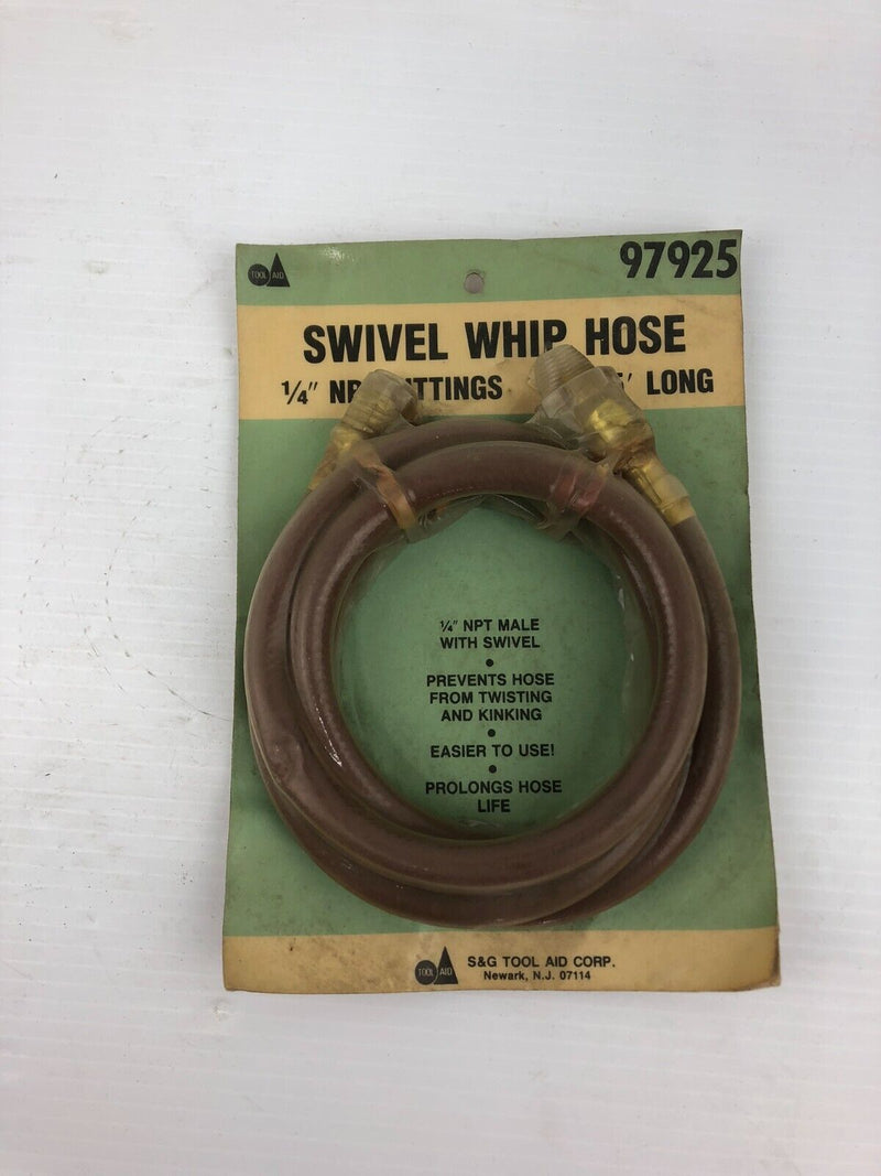 S&G Tool Aid 97925 Swivel Whip Hose 1/4" NPT Fitting X 5' Long