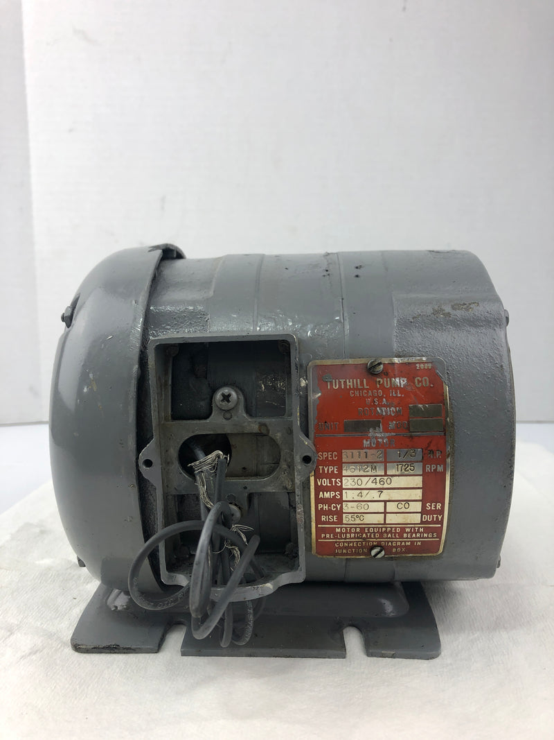 Tuthill Pump Co. 3111-2 Motor 4612M 1/3 HP 1725 RPM 3PH
