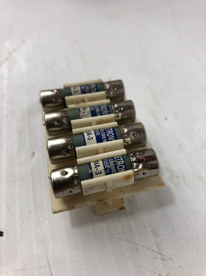 Fusetron Fuses with Plastic Holders 736FU2 FNA-1, FNA-2, FNA-3 - Lot of 5