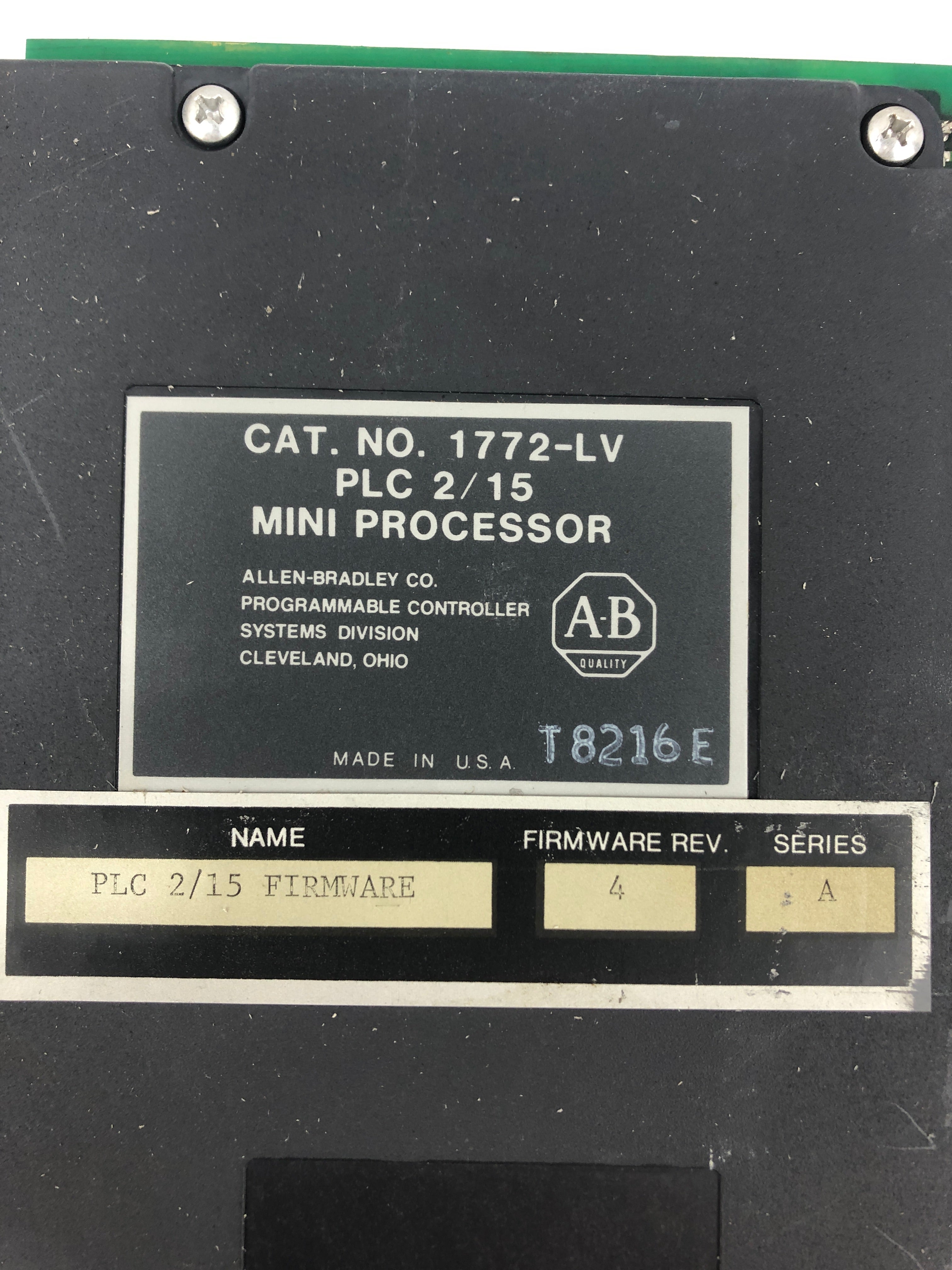 Allen-Bradley 1772-LV Mini Processor Micro Controller PLC 2/15 with Key Series A