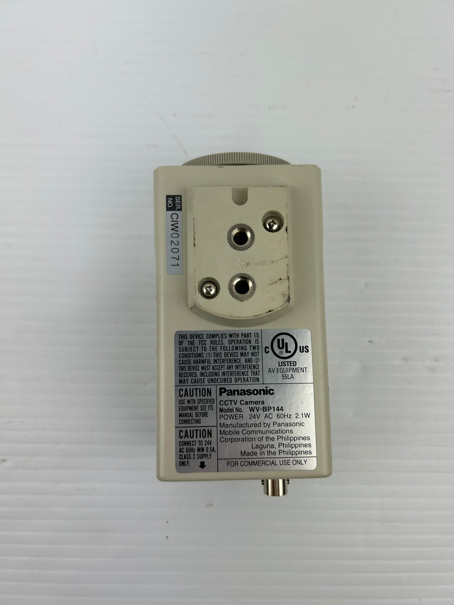 Panasonic WV-BP144 CCTV Camera 24VAC 60Hz 2.1W