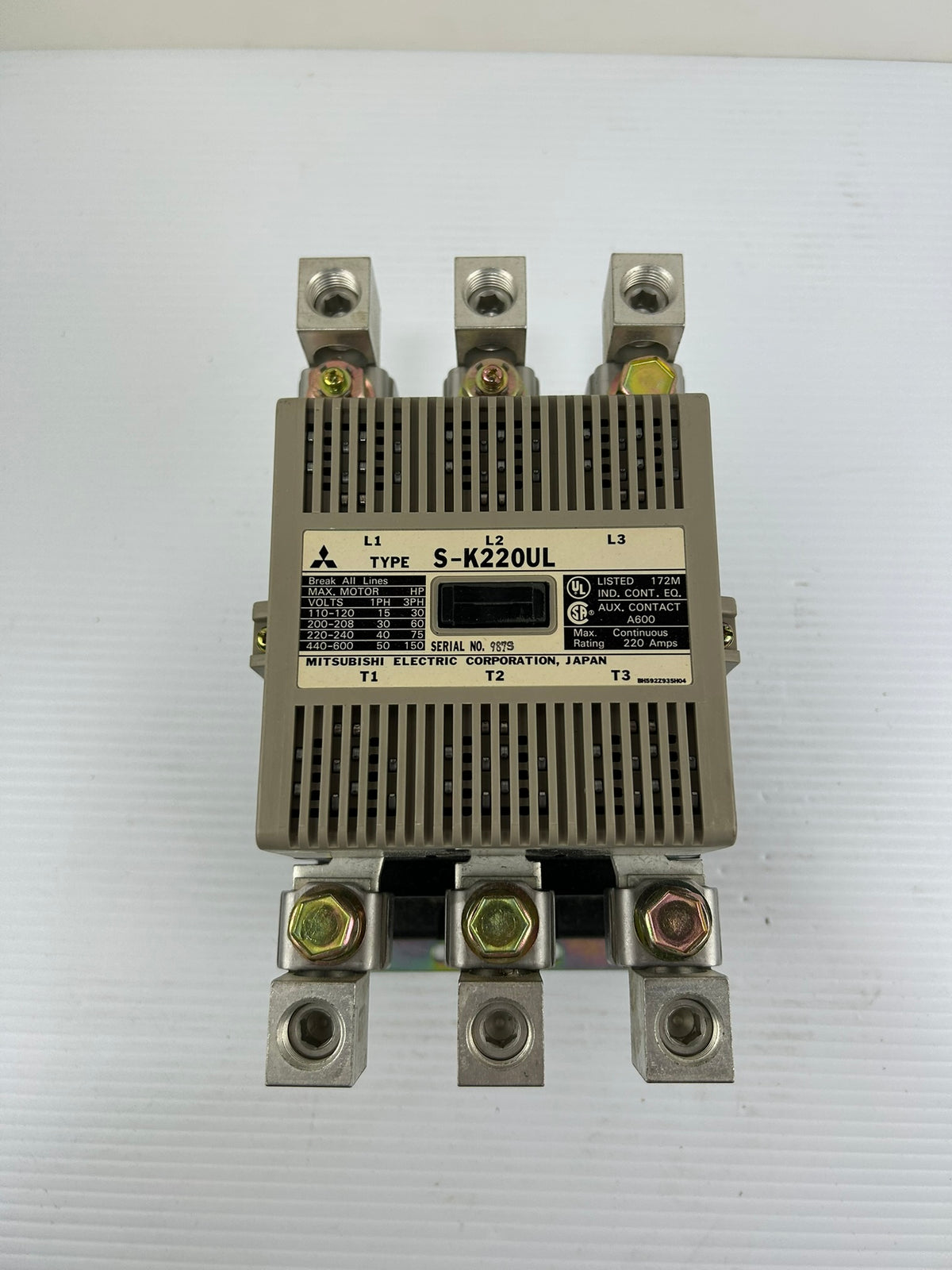 Mitsubishi S-K220UL Magnetic Contactor 220A 3 Phase Motor Starter