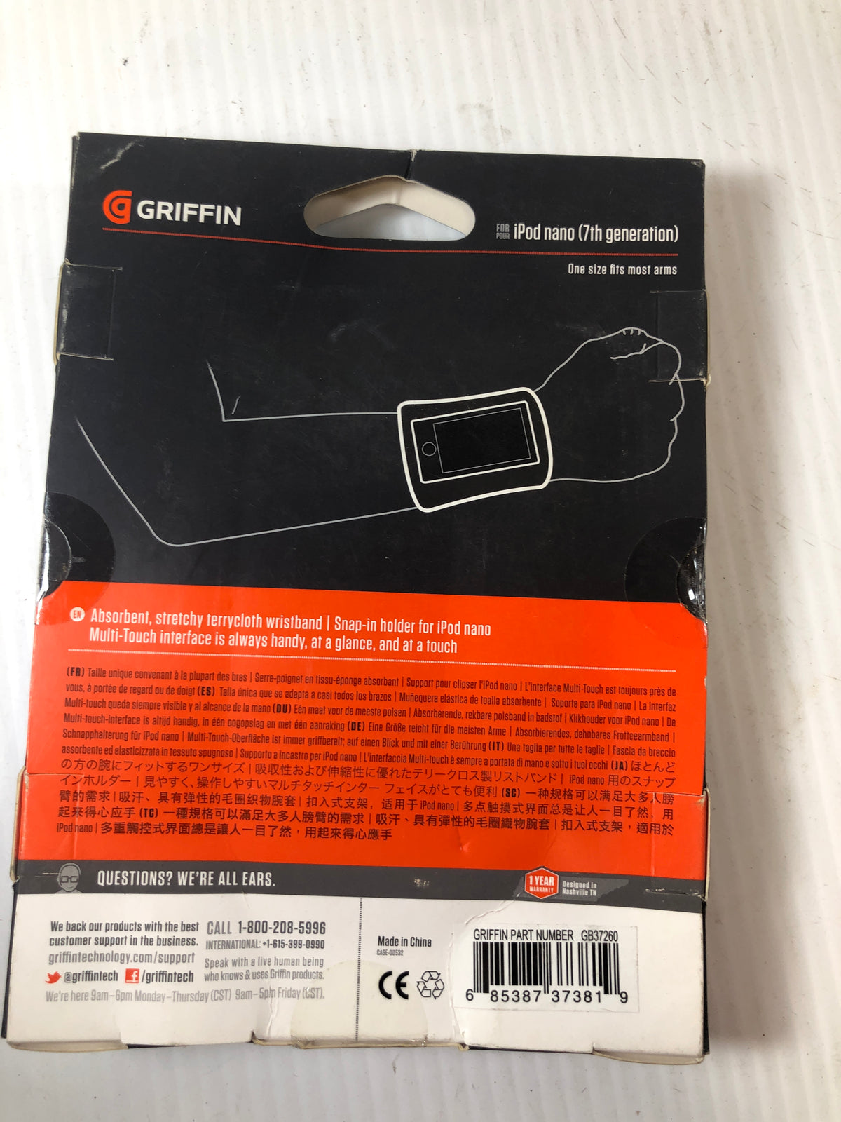 Griffin Sportcuff Terrycloth Wristband For iPod Nano 7th Generation 16GB Green