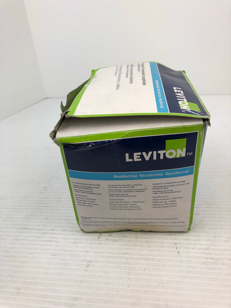 Leviton 9862-PCH Fluor Lampholder Kit w Pull Chain White 120W Bulb and Guard