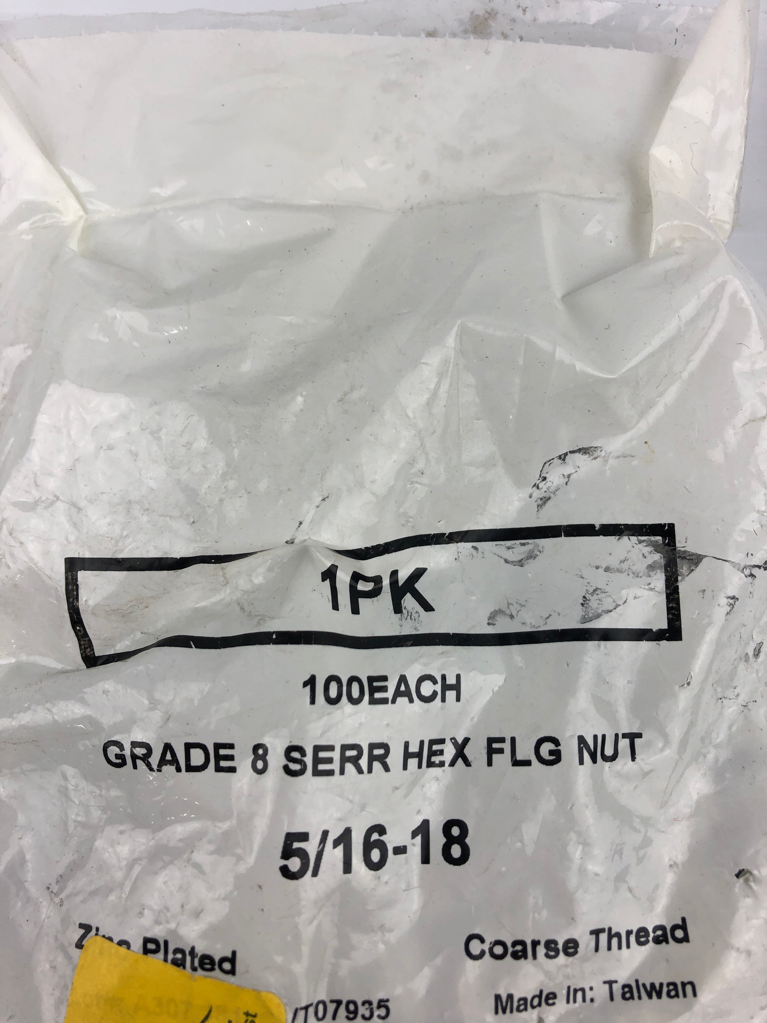 Serr Flange Hex Nut 5/16-18 Grade 8 Zinc Plated Coarse Thread - Pack of 100