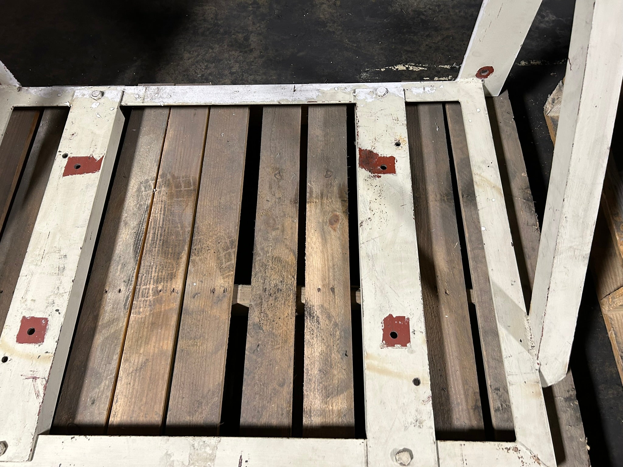 White Forklift Battery Charger Mount Frame Holder - No Hardware