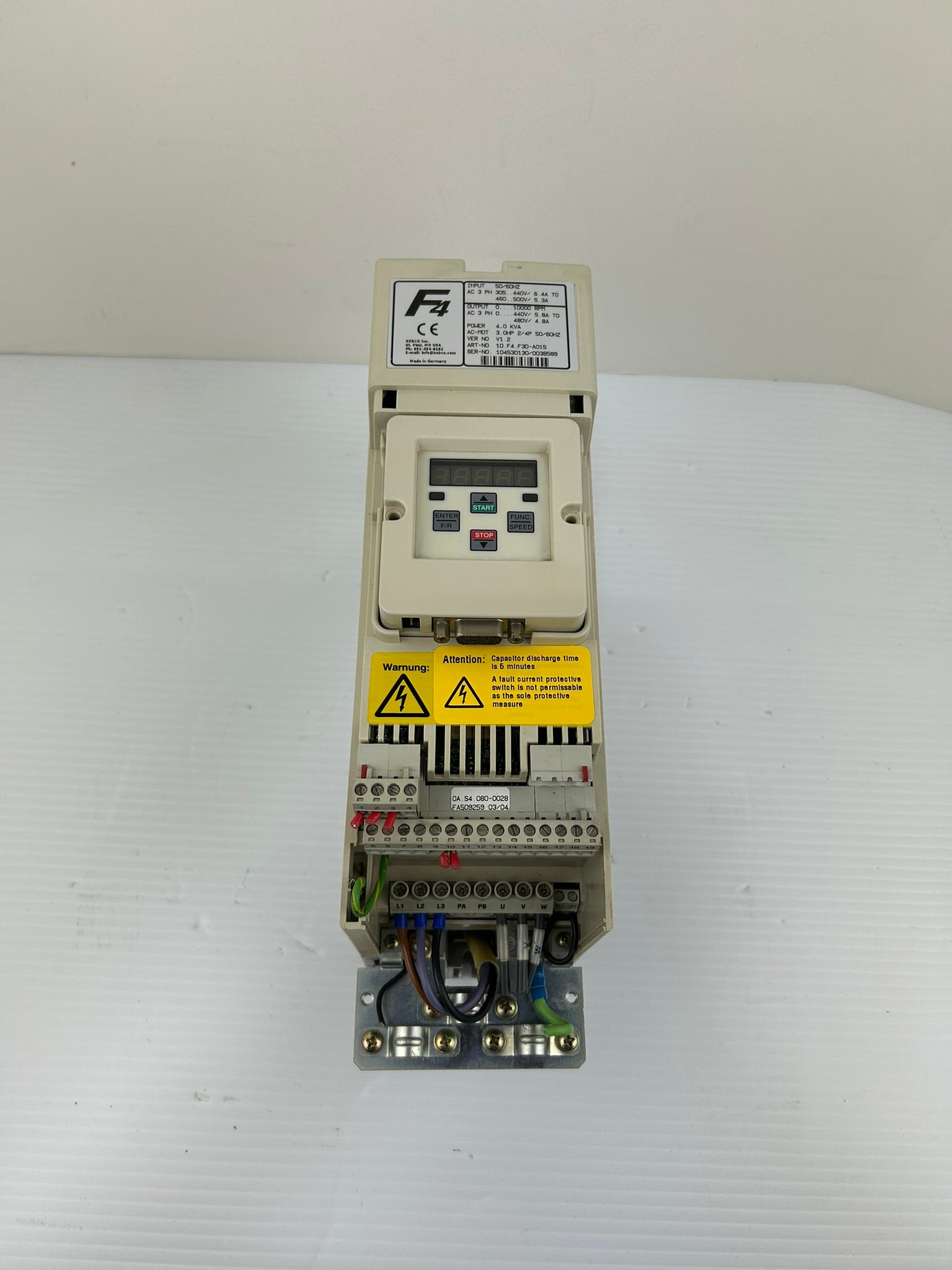 KEBCO F4 10.F4.F3D-A015 Variable Frequency Drive VFD 3HP 4.0kVA V1.2