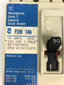 Westinghouse FDB 14K Industrial Circuit Breaker Series C 50A 600VAC 3P FDB3050L