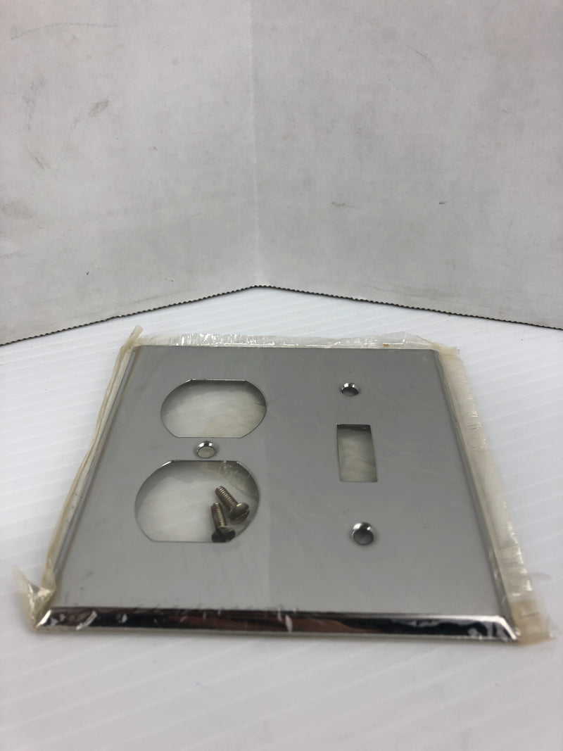 Chrome Wall Plate 83532 2 Gang One Toggle One Duplex - Lot of 6