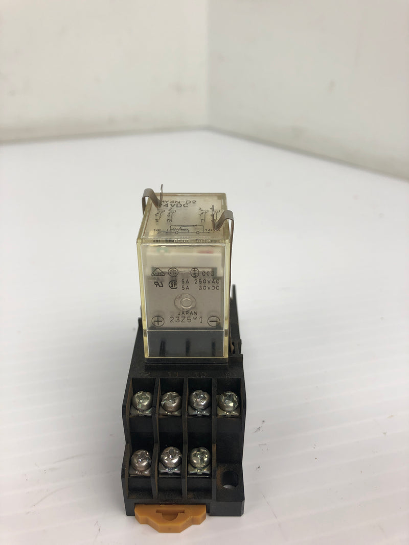 Omron MY4N-D2 Relay 24 VDC with 0516YF Base 250V 5A