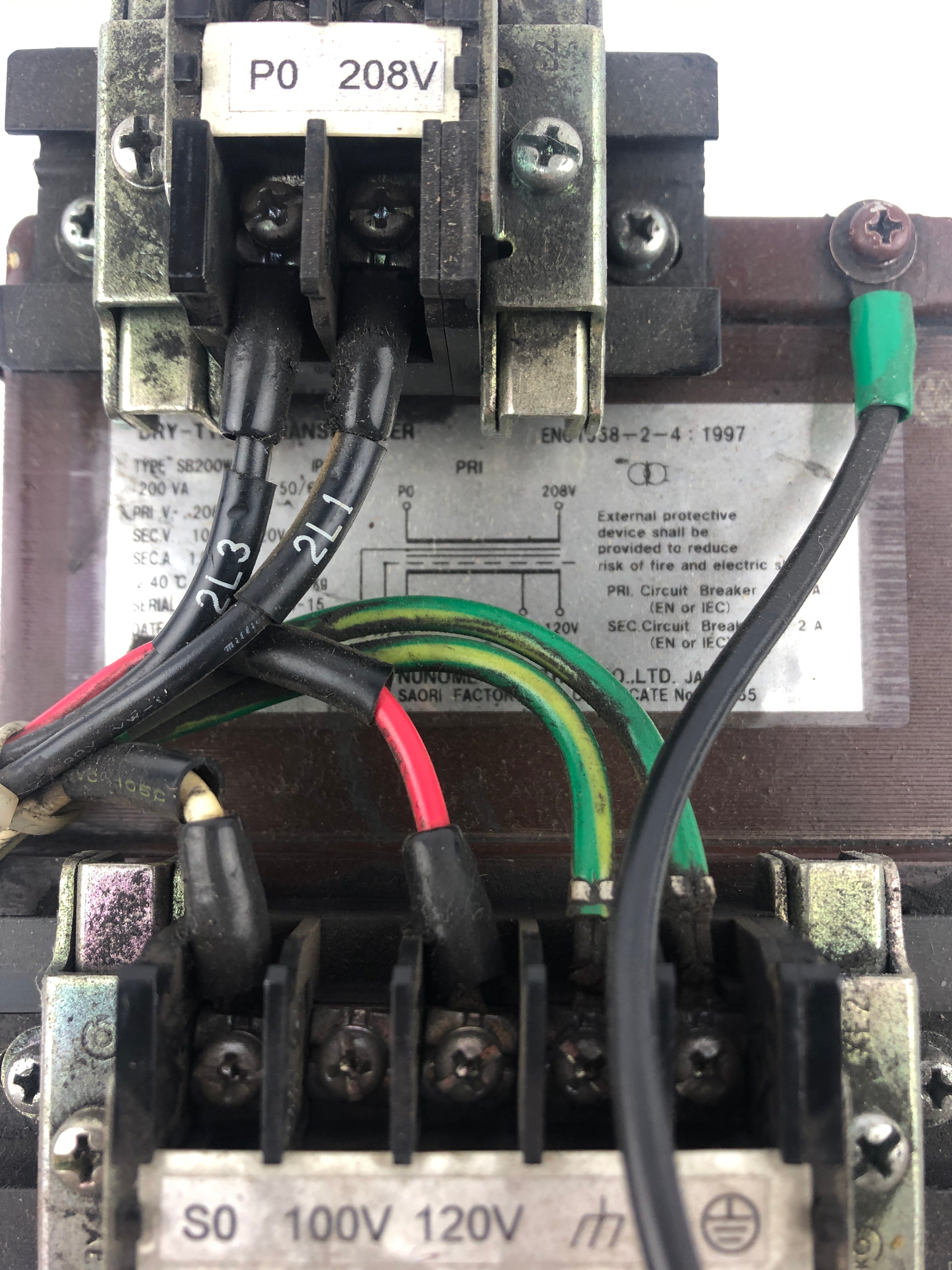 Nunome SB200W18K Transformer 200VA 1 PH