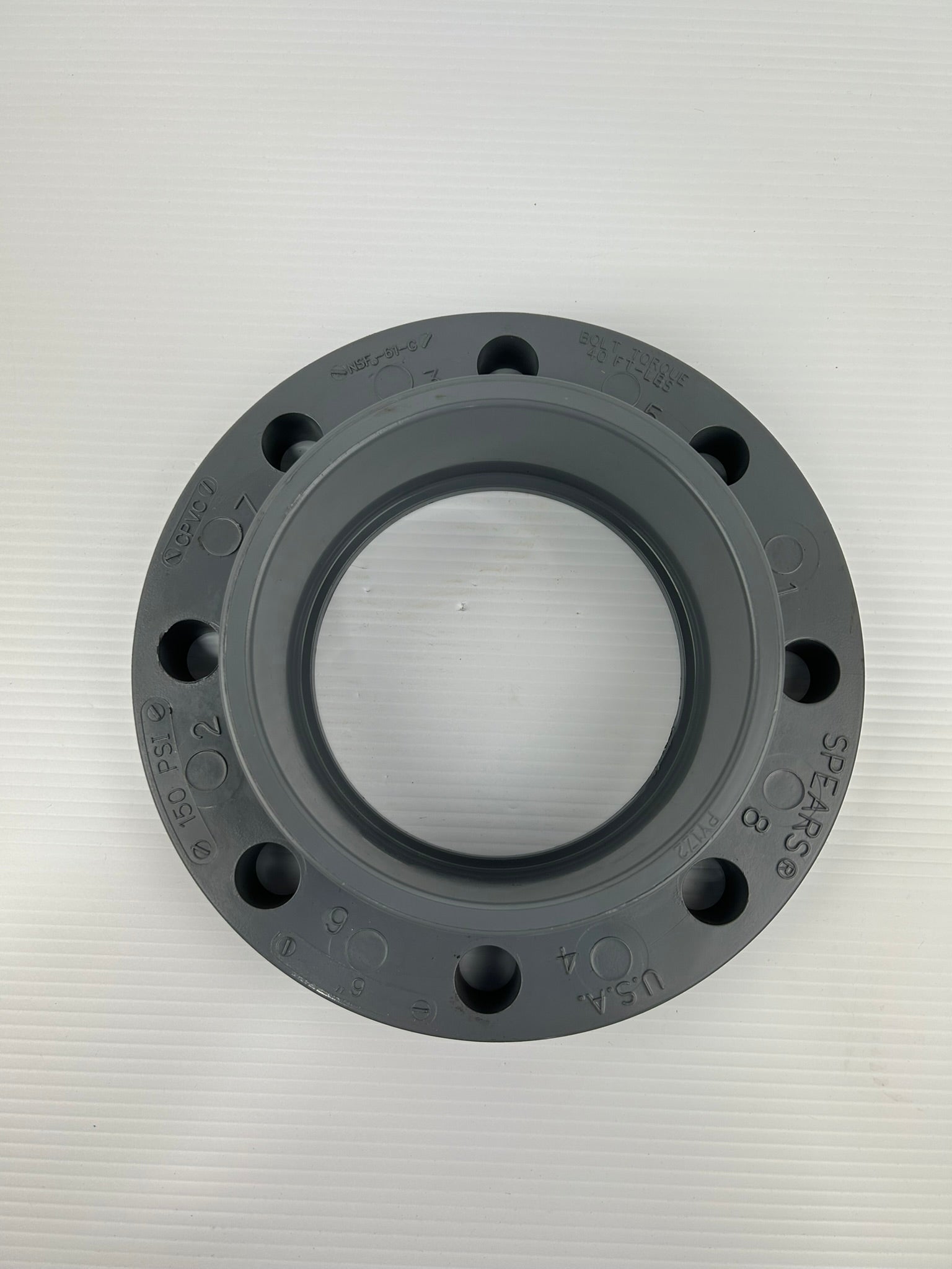 Spears PY1Z2 6" PVC-C 8-Bolt Pipe Flange & Glue In Socket NSF-61-G