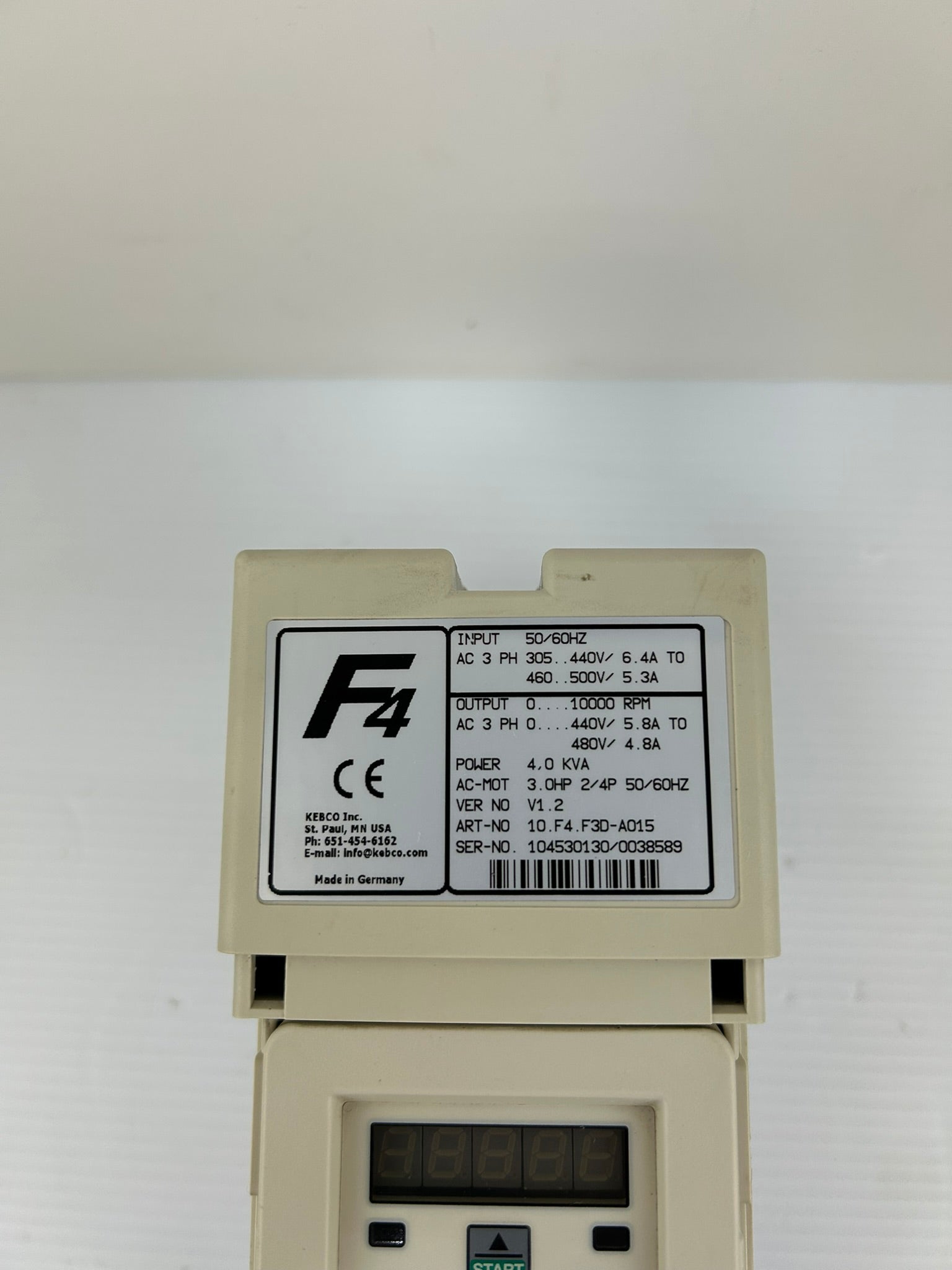 KEBCO F4 10.F4.F3D-A015 Variable Frequency Drive VFD 3HP 4.0kVA V1.2