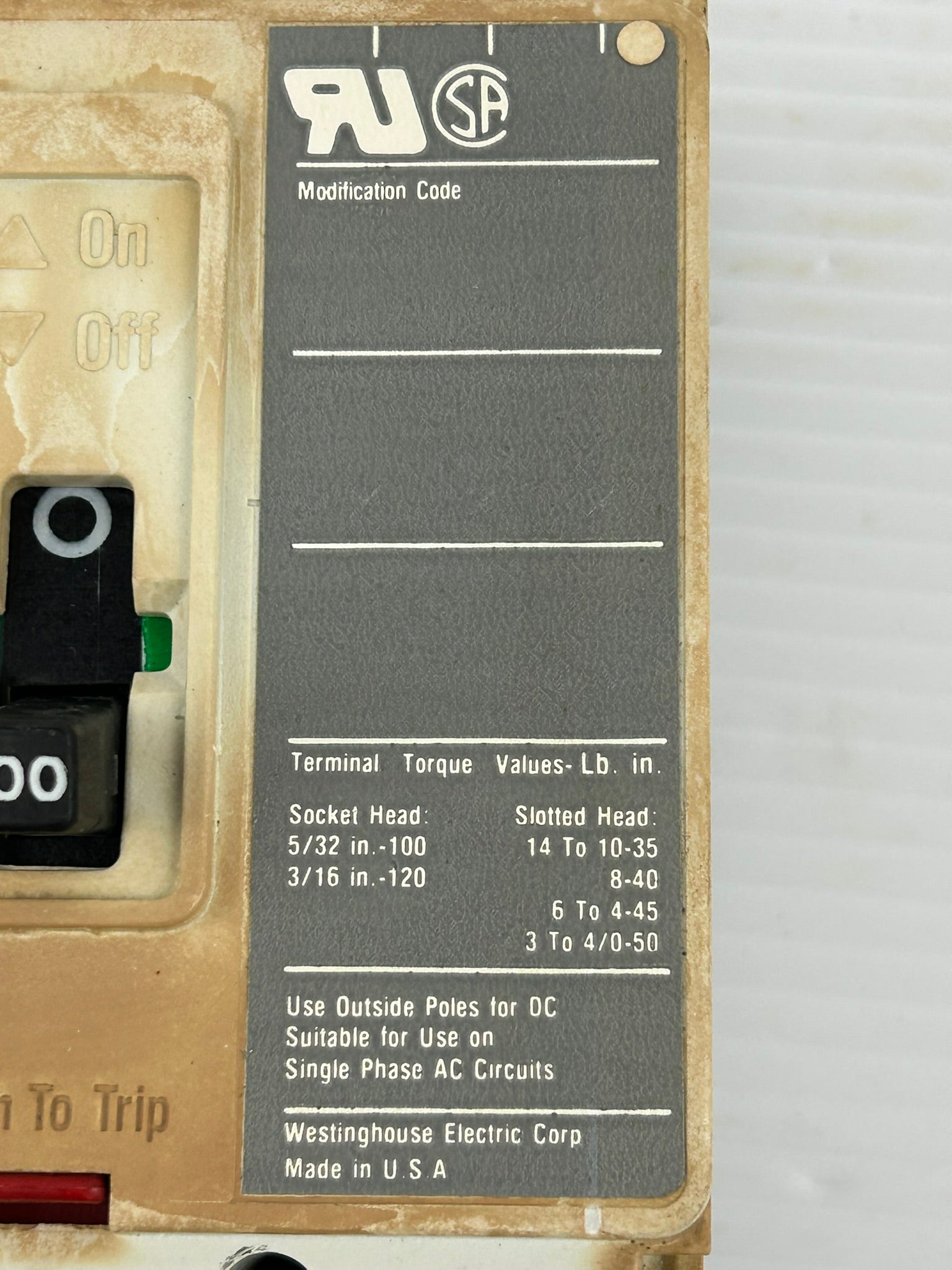 Westinghouse HMCP100R3CB Circuit Breaker Motor Protector 100A 3P 600VAC Series C