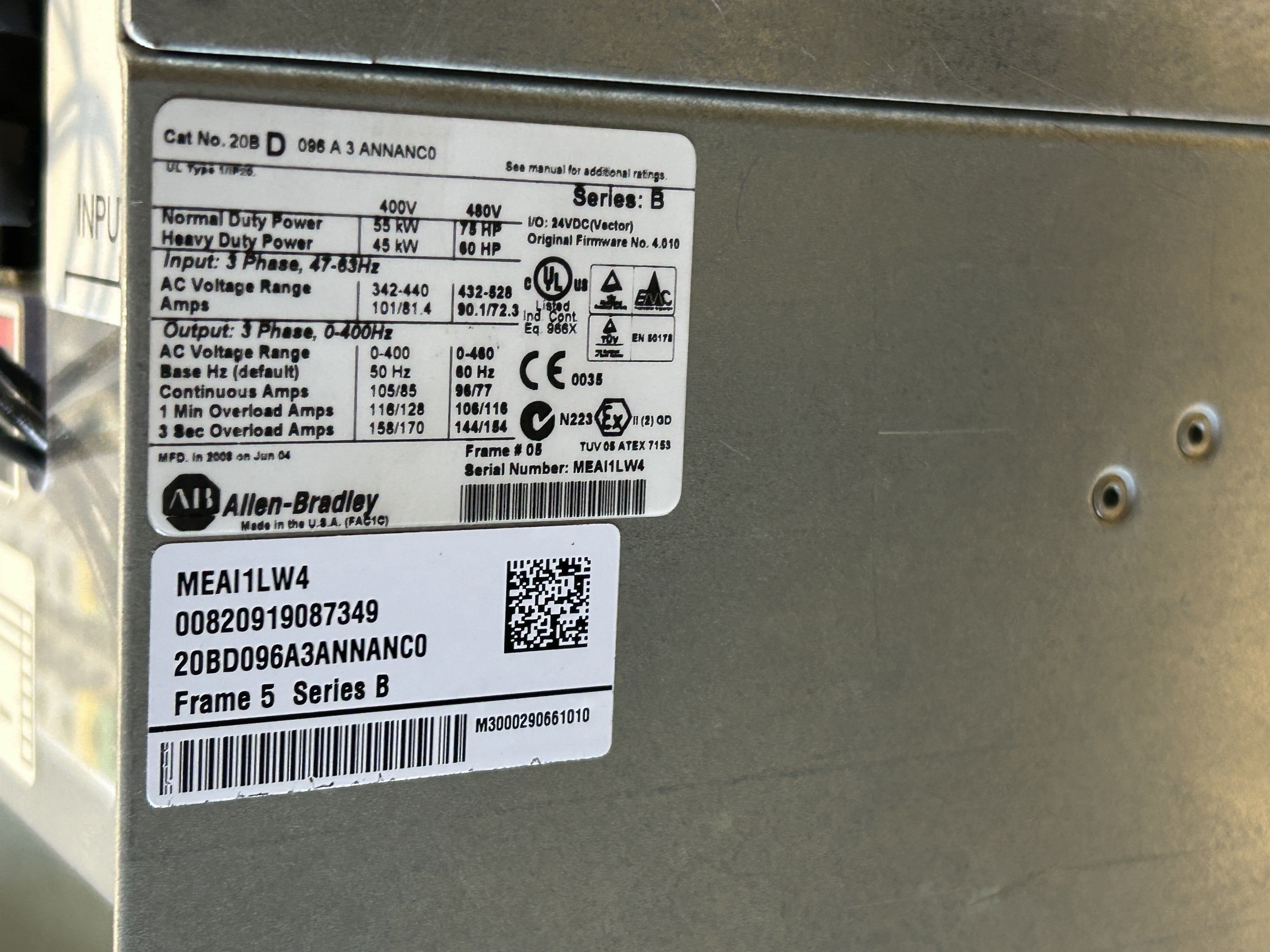 Allen-Bradley 20BD096A3ANNANC0 PowerFlex 700 AC Drive 75HP Series B