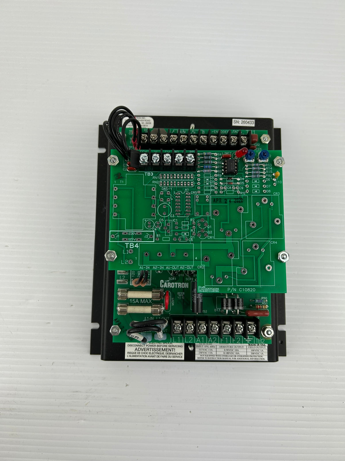 Carotron Trooper TDP502-00T DC Motor Speed Control 2HP 230VAC 180VDC