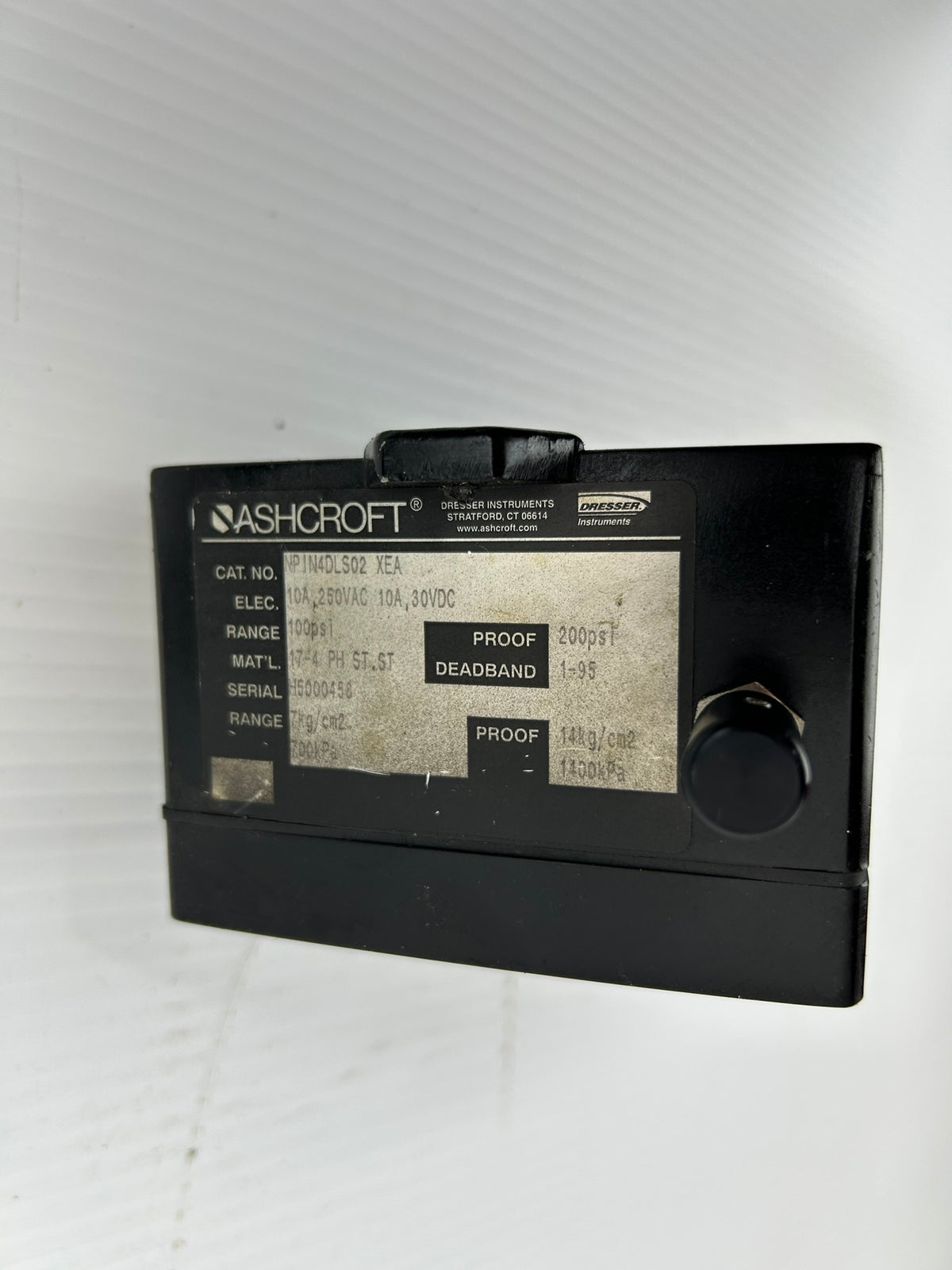 Ashcroft NPIN4DLS02 XEA Adjustable Deadband Pressure Switch 100 PSI 10A 250VAC