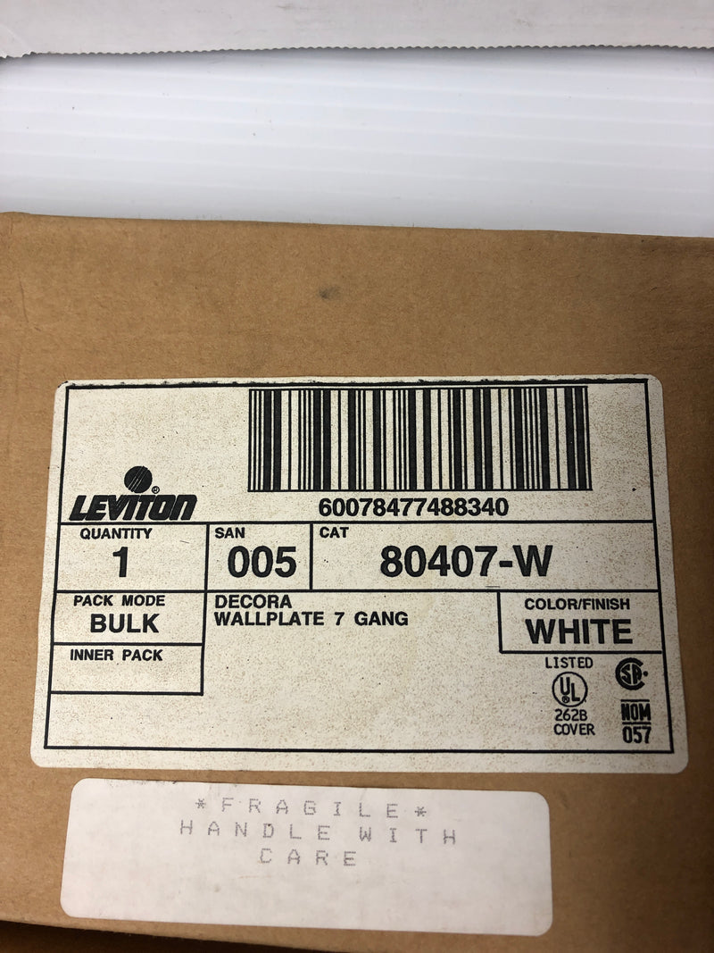 Leviton 80407-W 7 Gang Wall Plate - Lot of 3