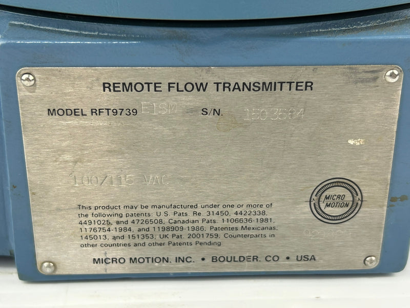 Micro Motion RFT9739E1SM Remote Flow Transmitter 100/115 VAC