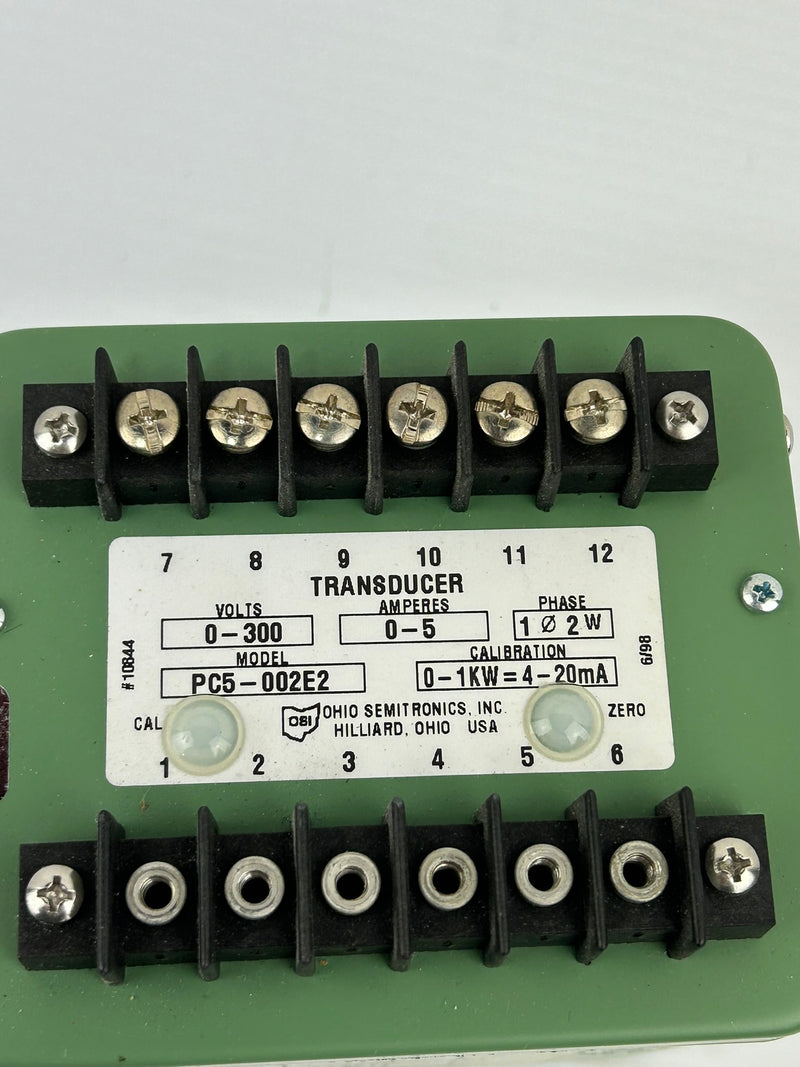 Ohio Semitronics PC5-002E2 Transducer 0-300 Volts 0-5 Amperes 1 Phase