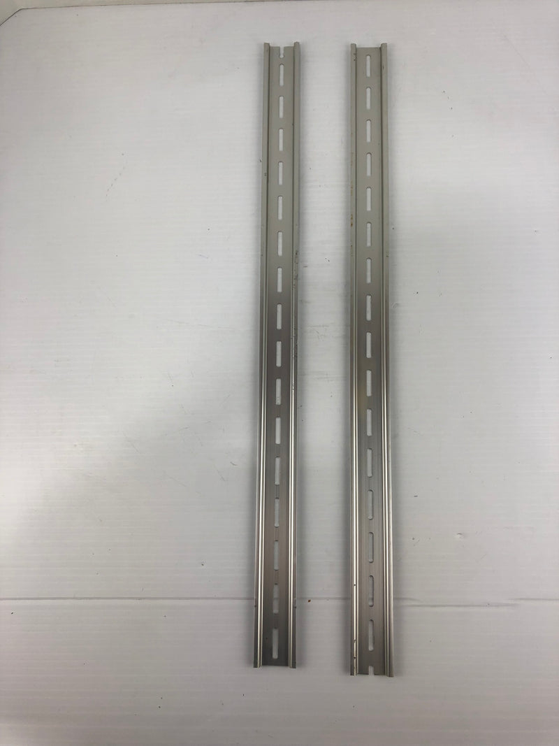 Slotted Aluminum Din Rails 22-1/2" Long x 1-3/8" Wide x 1" Holes - Lot of 2