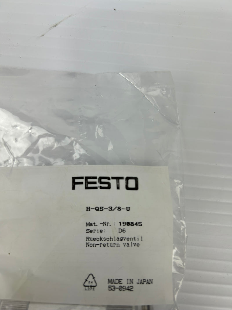 Festo H-QS-3/8-U Non-Return Valve 190845