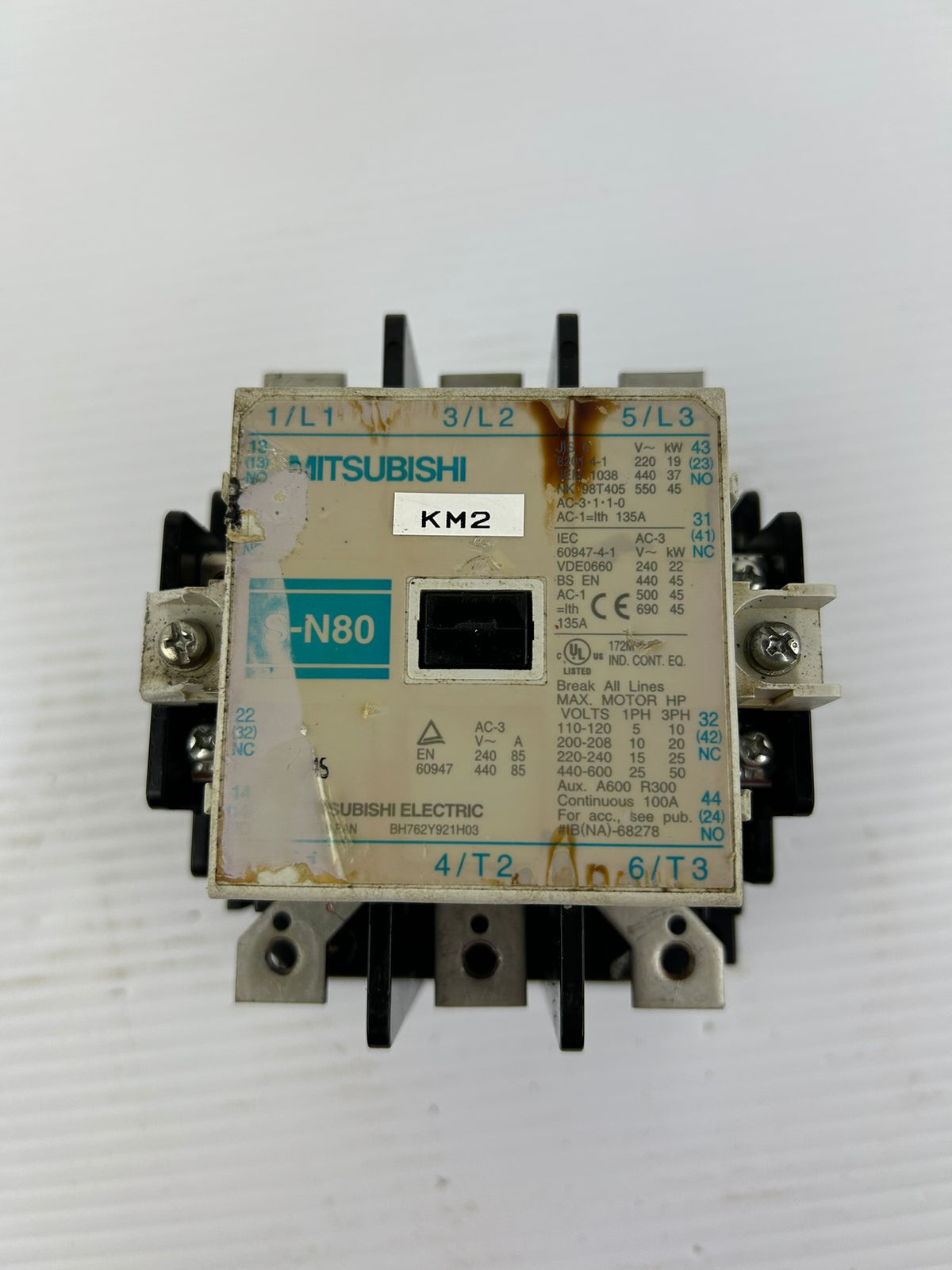 Mitsubishi S-N80 3 Pole 135A Contactor 600V AC Magnetic Motor Starter